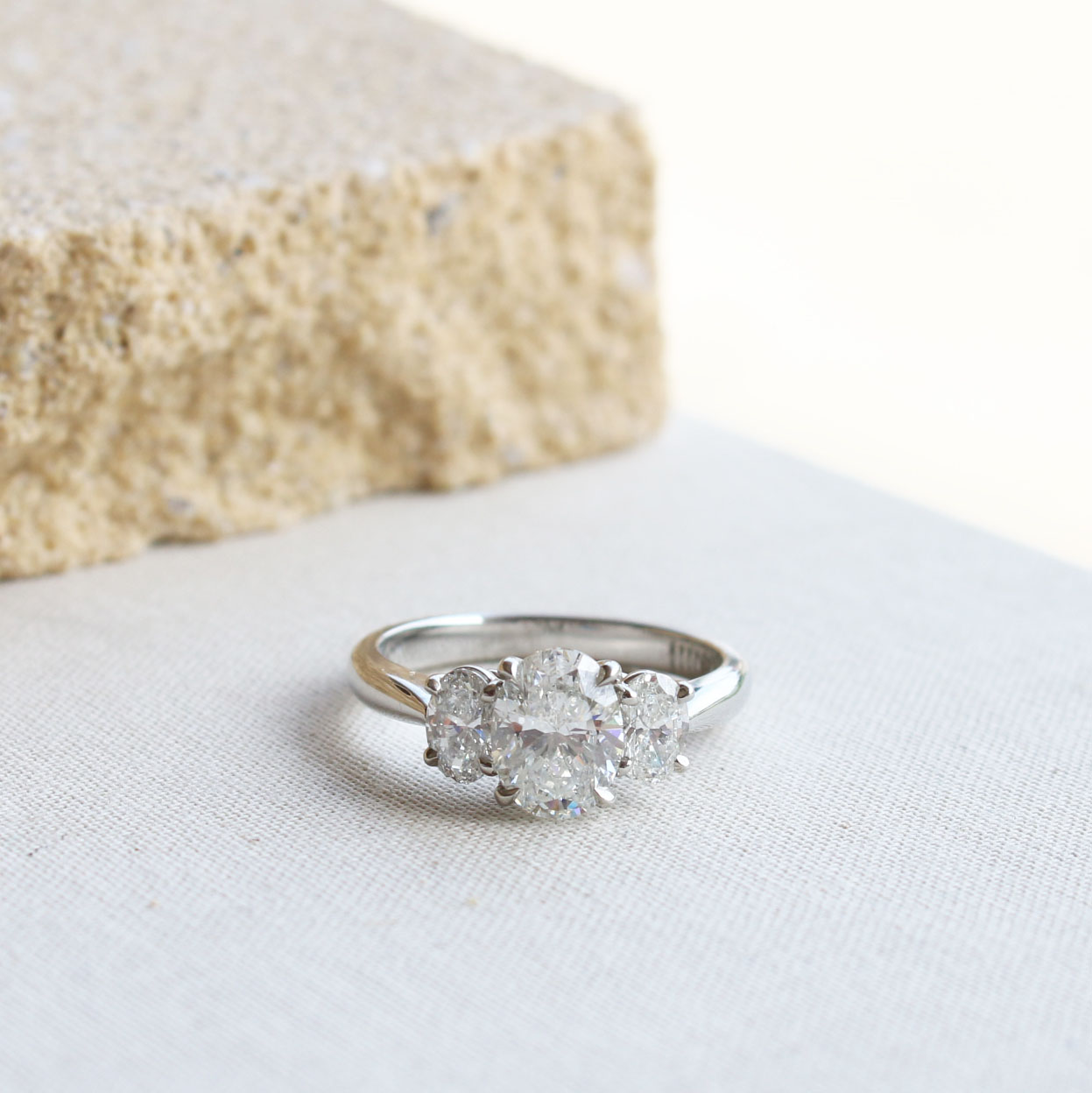 1.50ct Oval Diamond Three Stone Ring