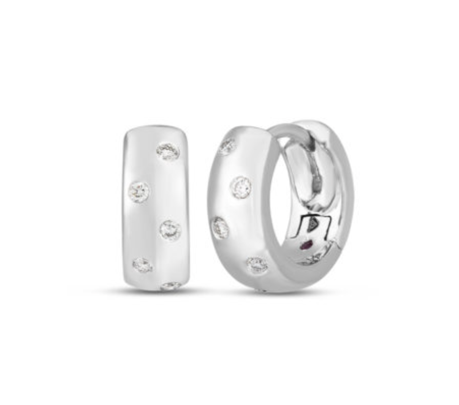 Roberto Coin Diamond Huggy Hoop Earrings