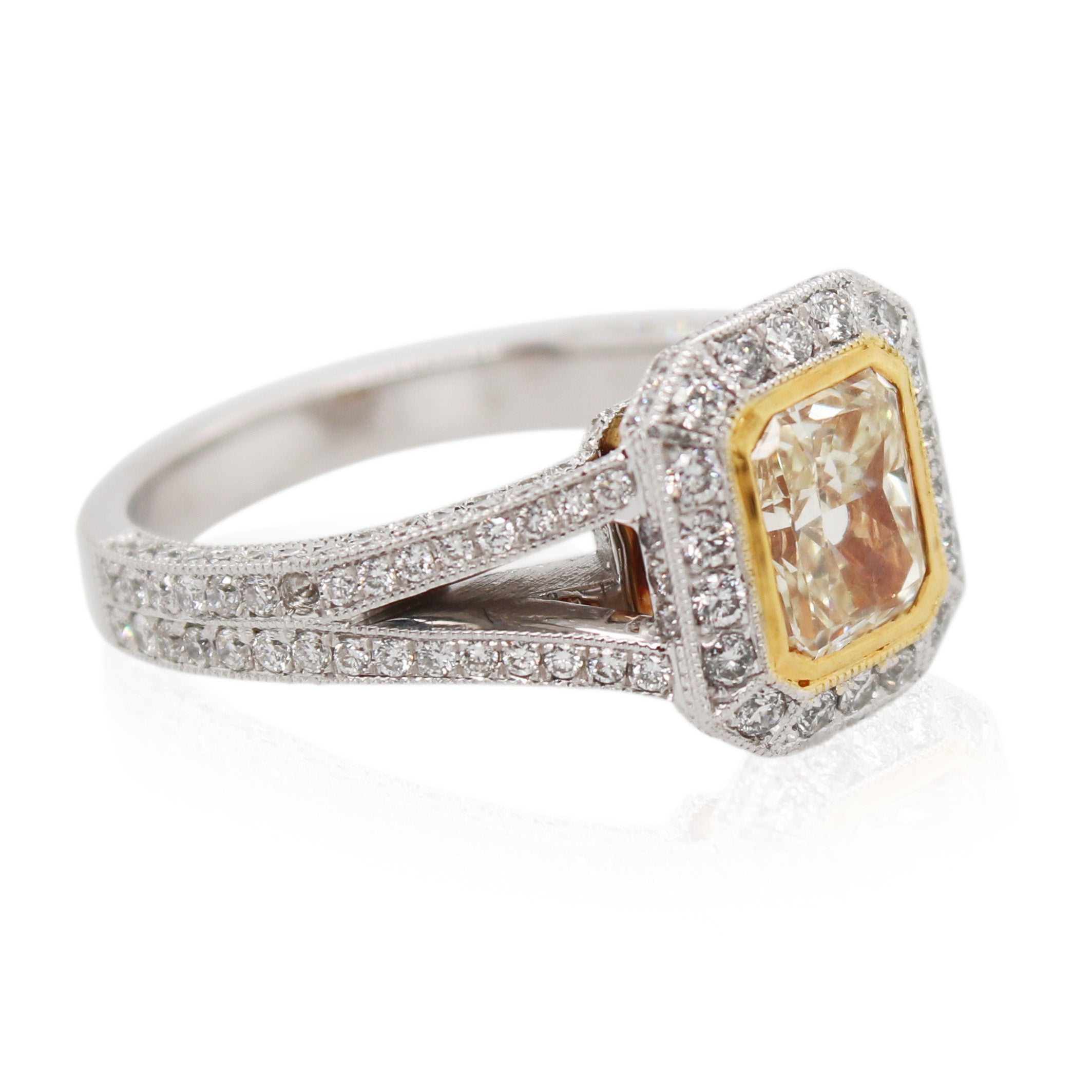 1.50ct Fancy Yellow Diamond Split Shank Ring