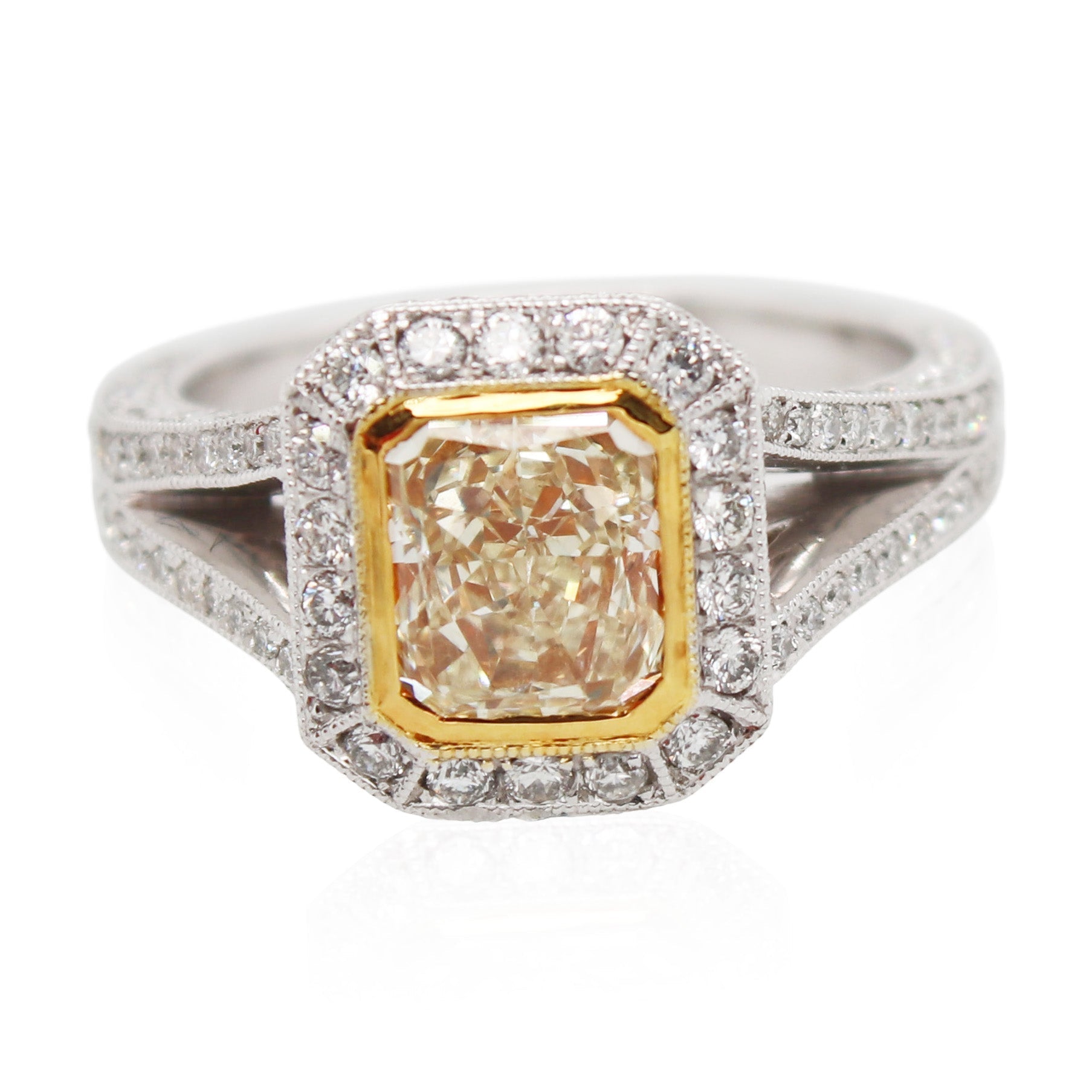 1.50ct Fancy Yellow Diamond Split Shank Ring