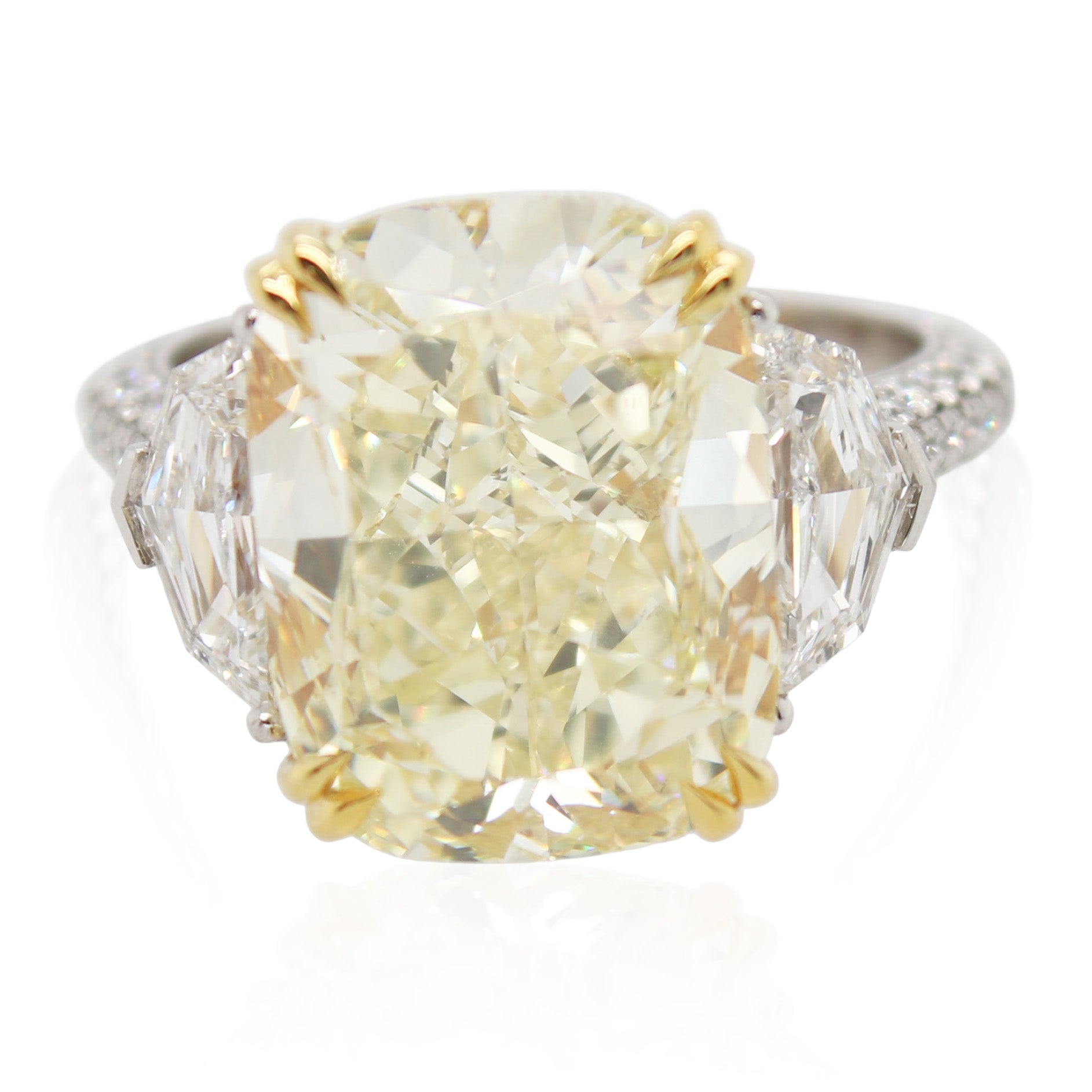 9.57ct Cushion Cut Fancy Yellow Diamond Ring