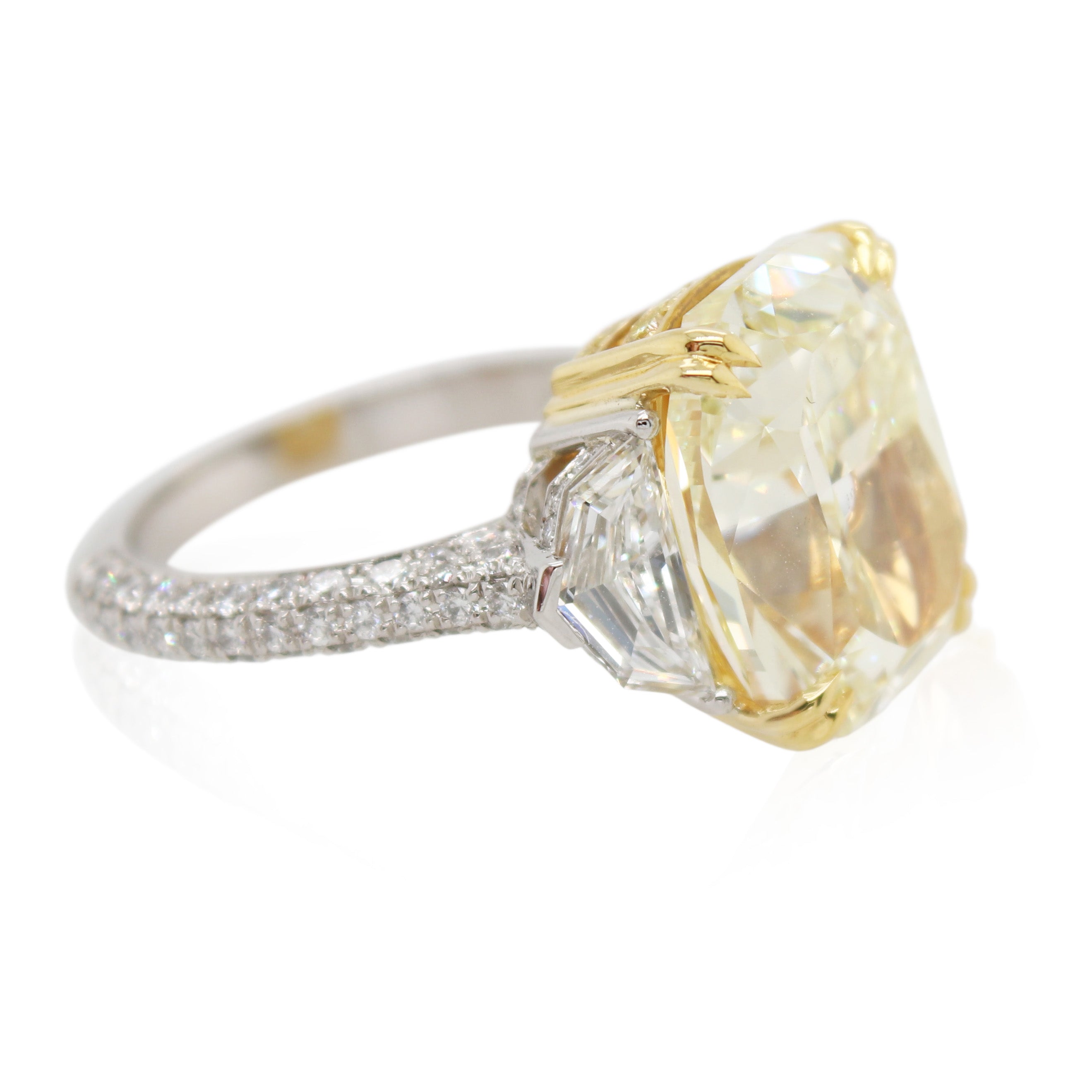 9.57ct Cushion Cut Fancy Yellow Diamond Ring