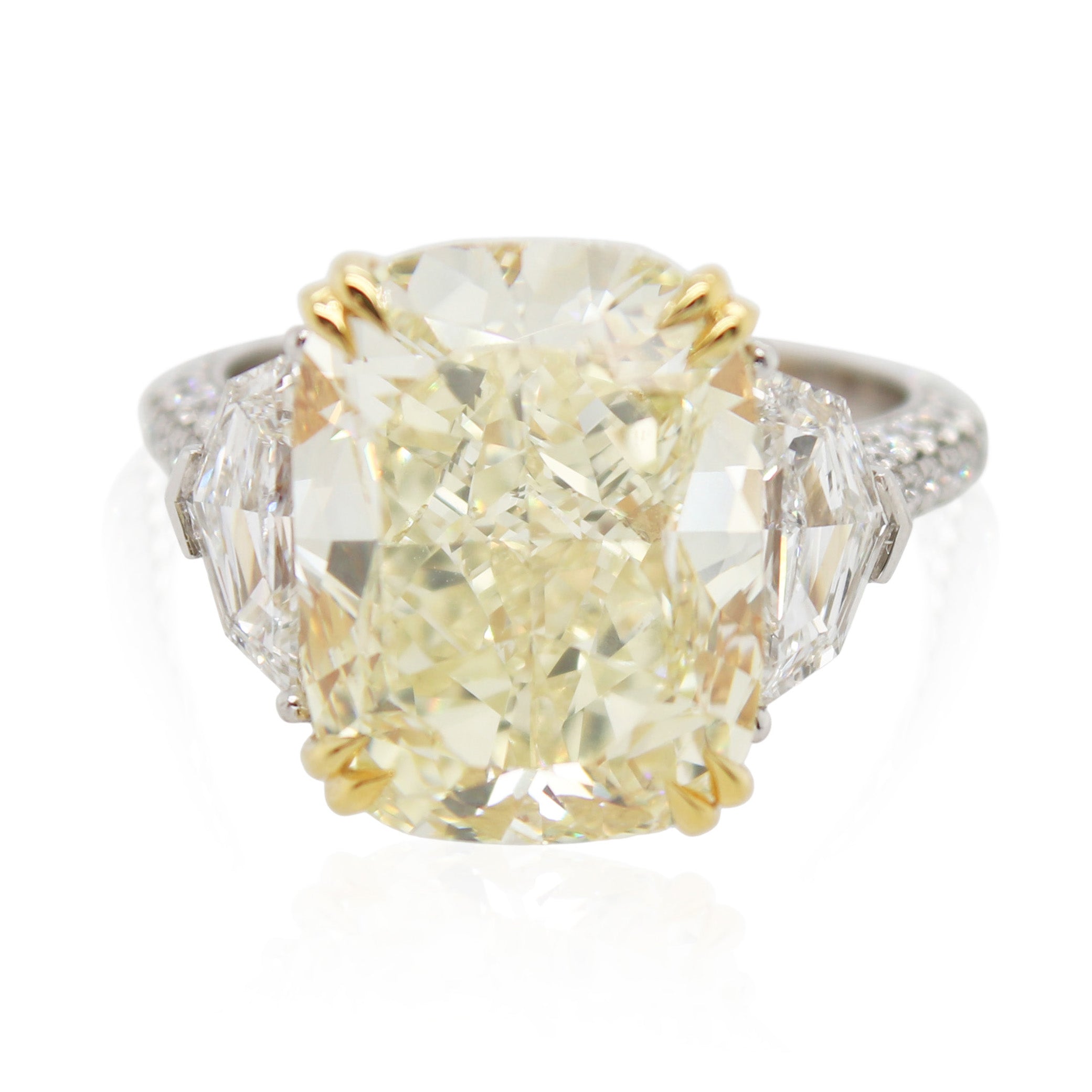9.57ct Cushion Cut Fancy Yellow Diamond Ring