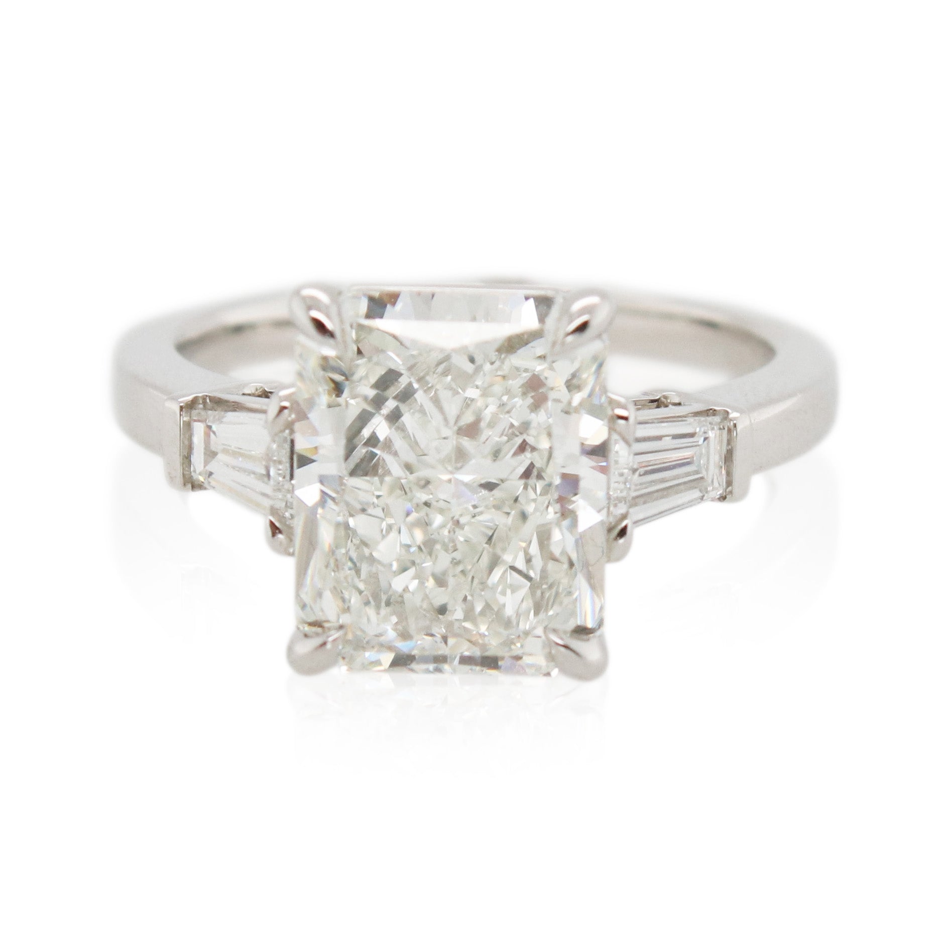 4.05ct Radiant Cut 3 Stone Diamond Ring
