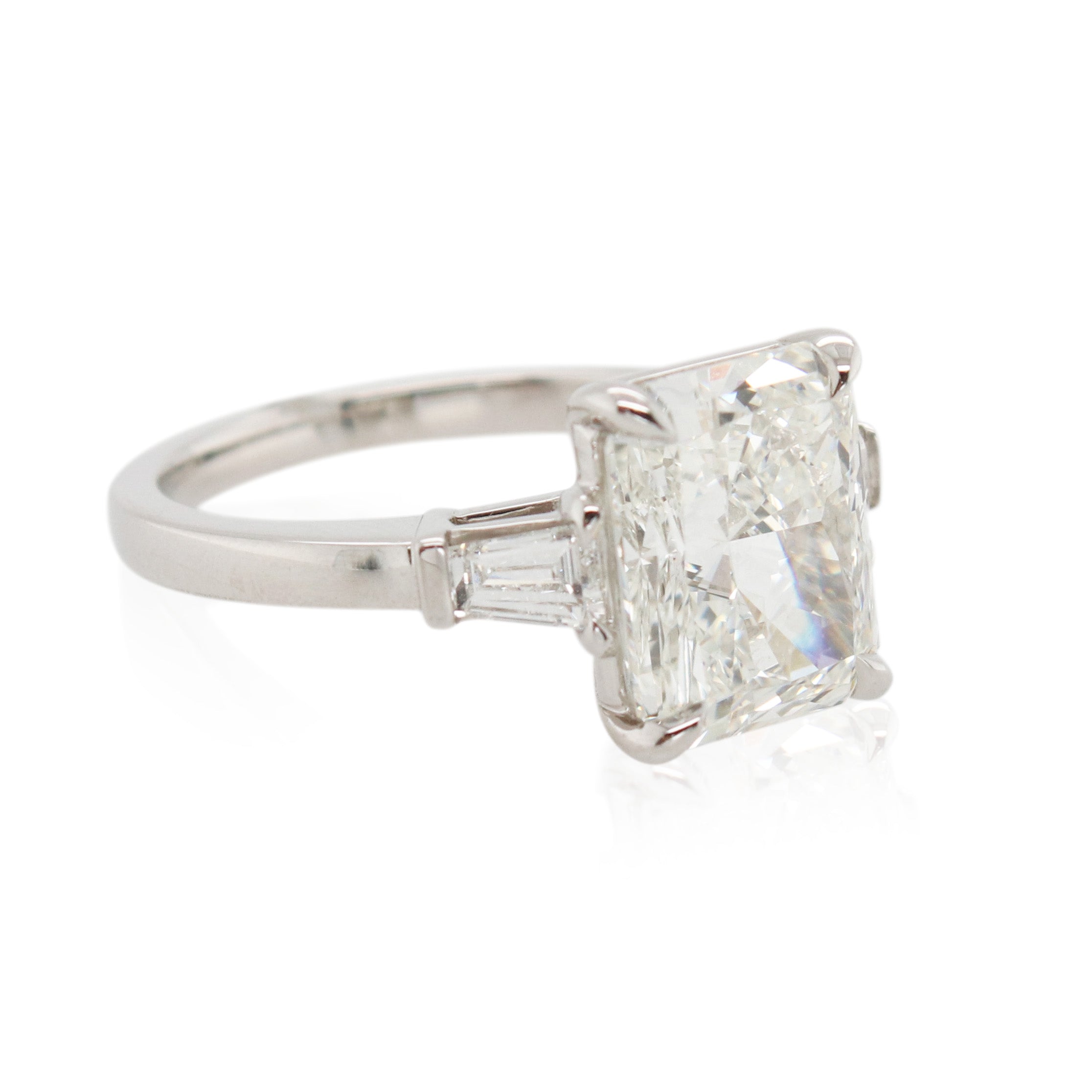 4.05ct Radiant Cut 3 Stone Diamond Ring