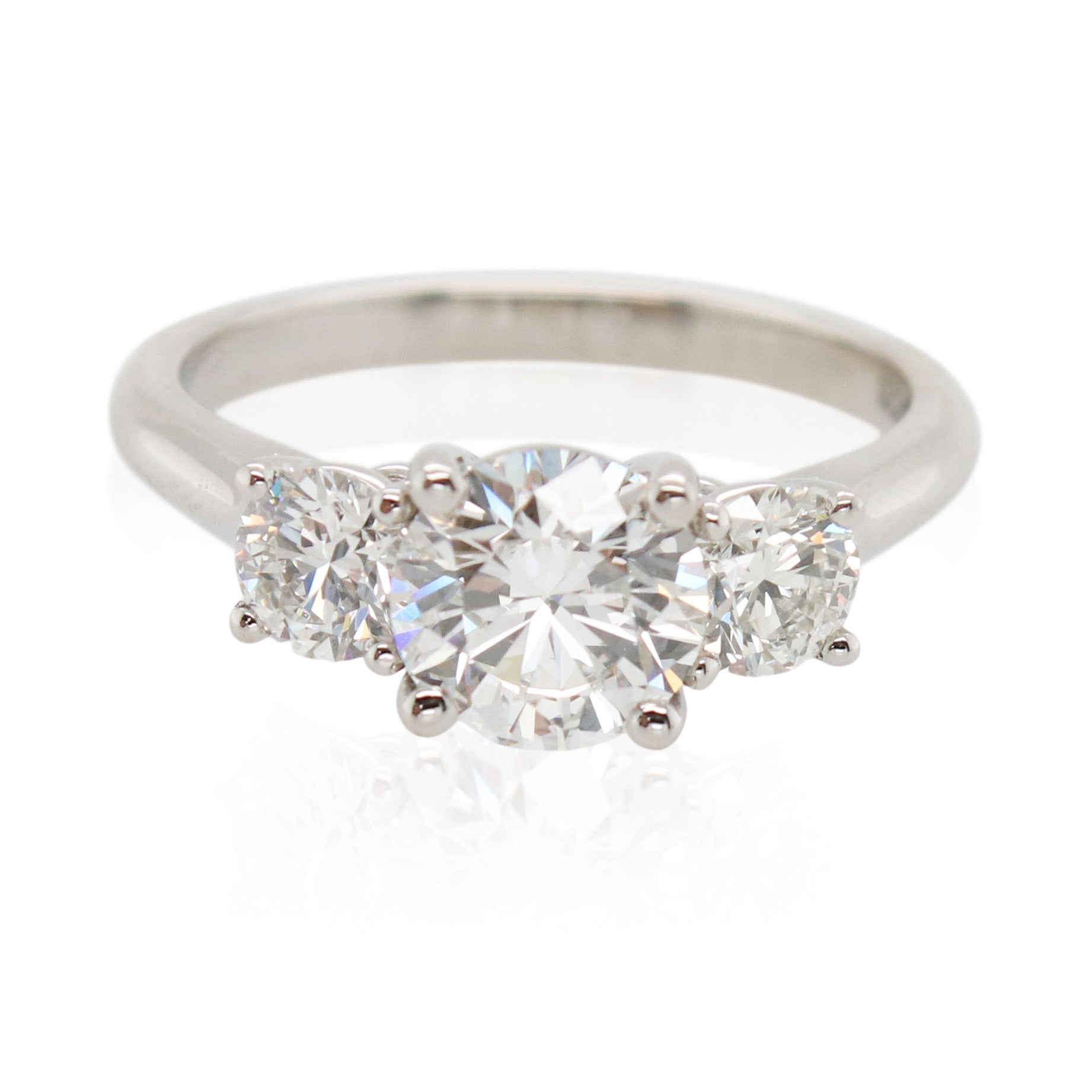 Platinum 3 Stone Round Diamond Ring