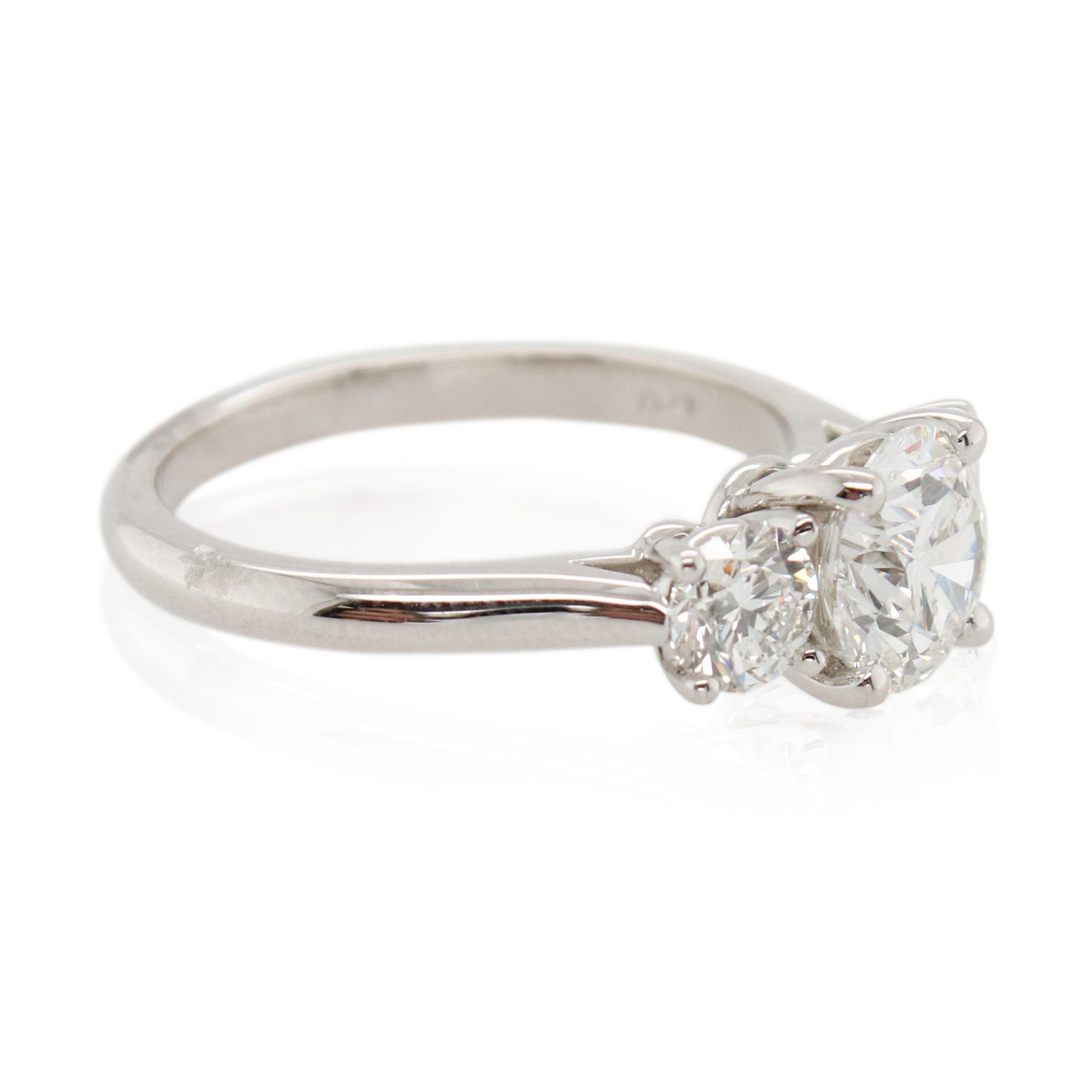 Platinum 3 Stone Round Diamond Ring