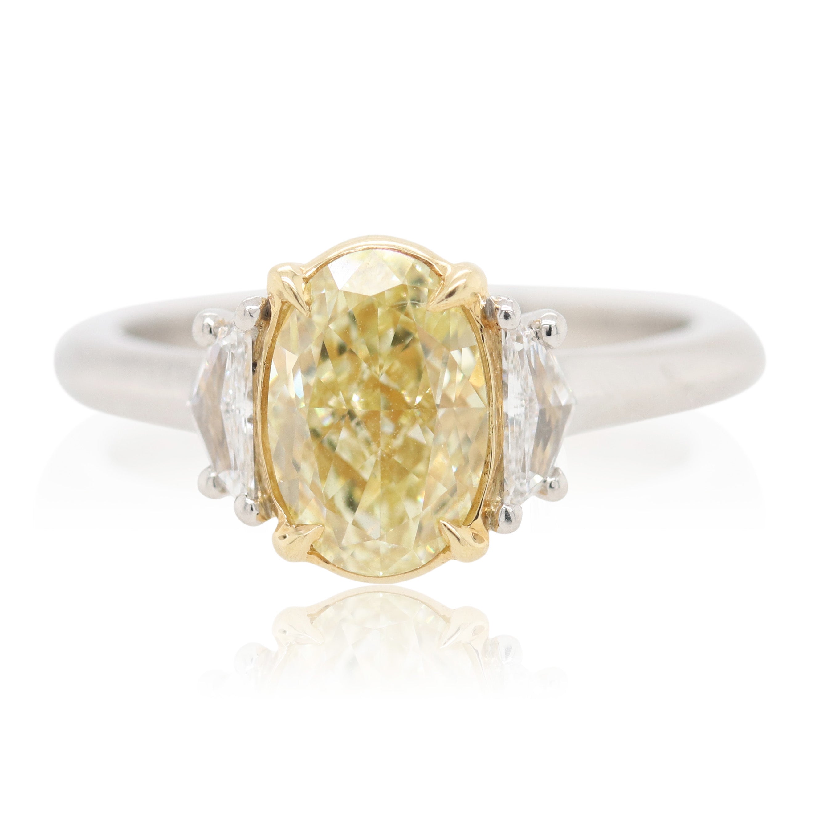 2.02ct Fancy Yellow Diamond 3 Stone Ring