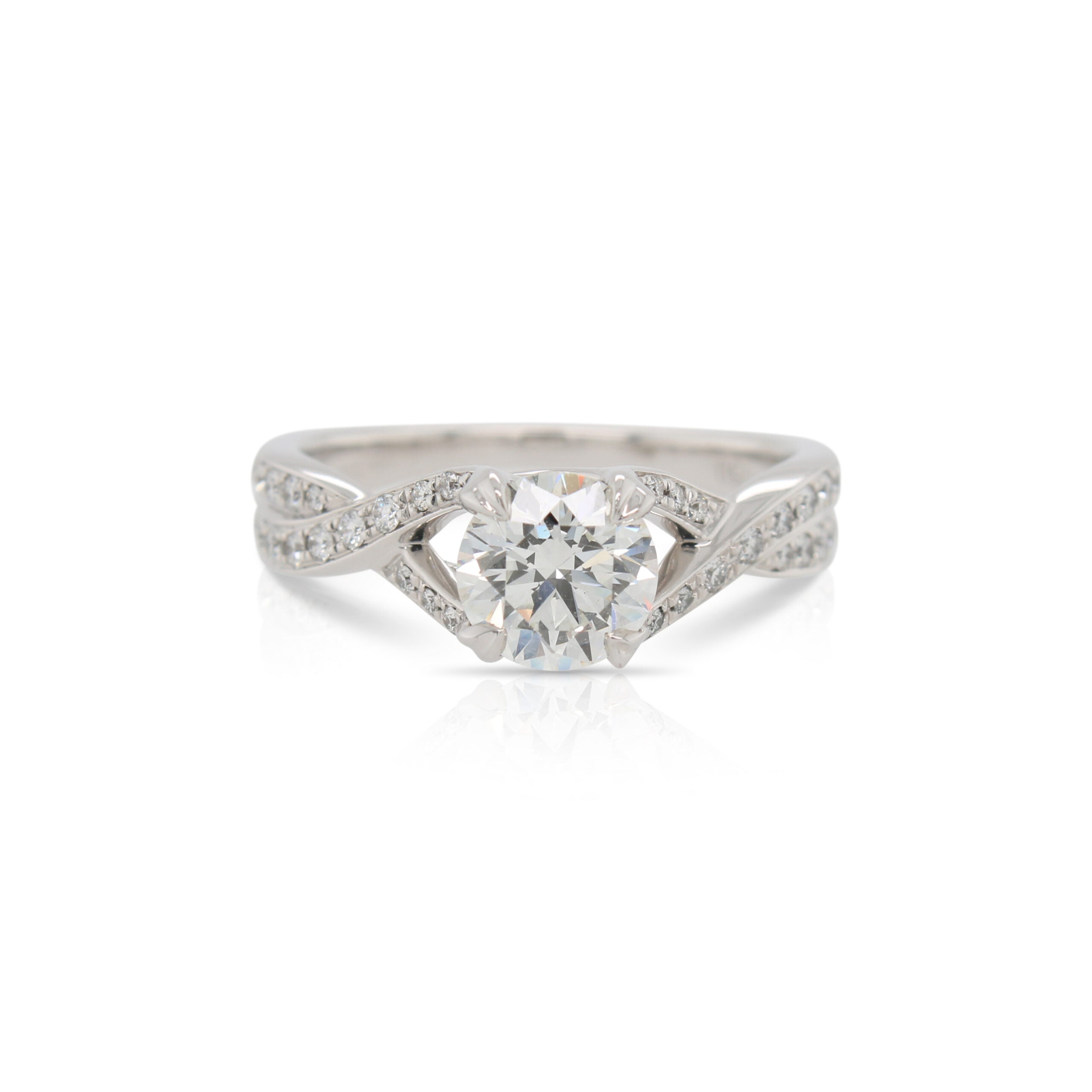 Diamond Split Twist Shank Engagement Ring