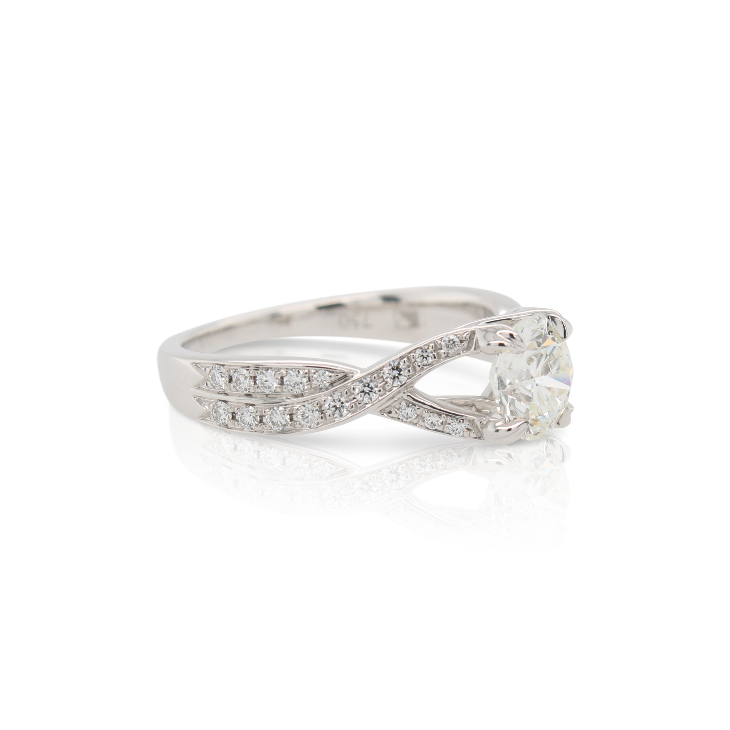Diamond Split Twist Shank Engagement Ring