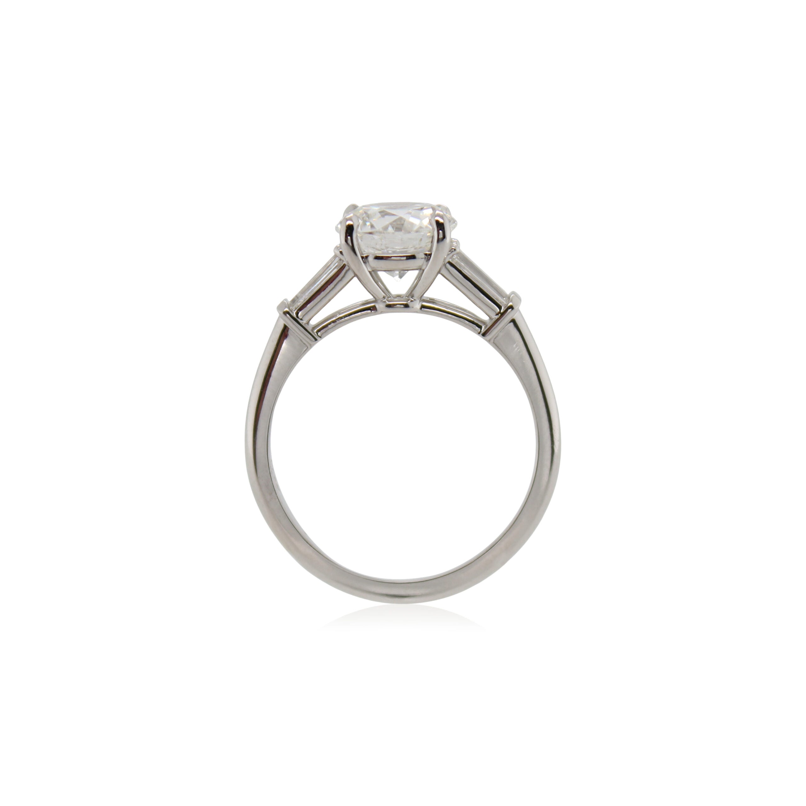1.85ct Round Diamond & Tapered Baguette Three Stone Ring