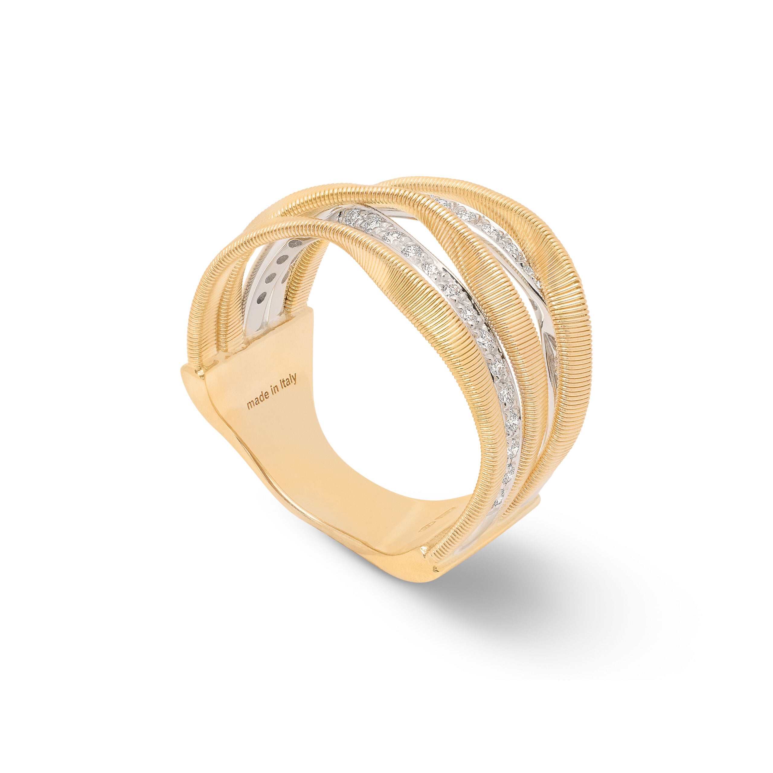 Marco Bicego Marrakech Collection 18k Yellow Gold and Diamond 5-Band Coil Ring