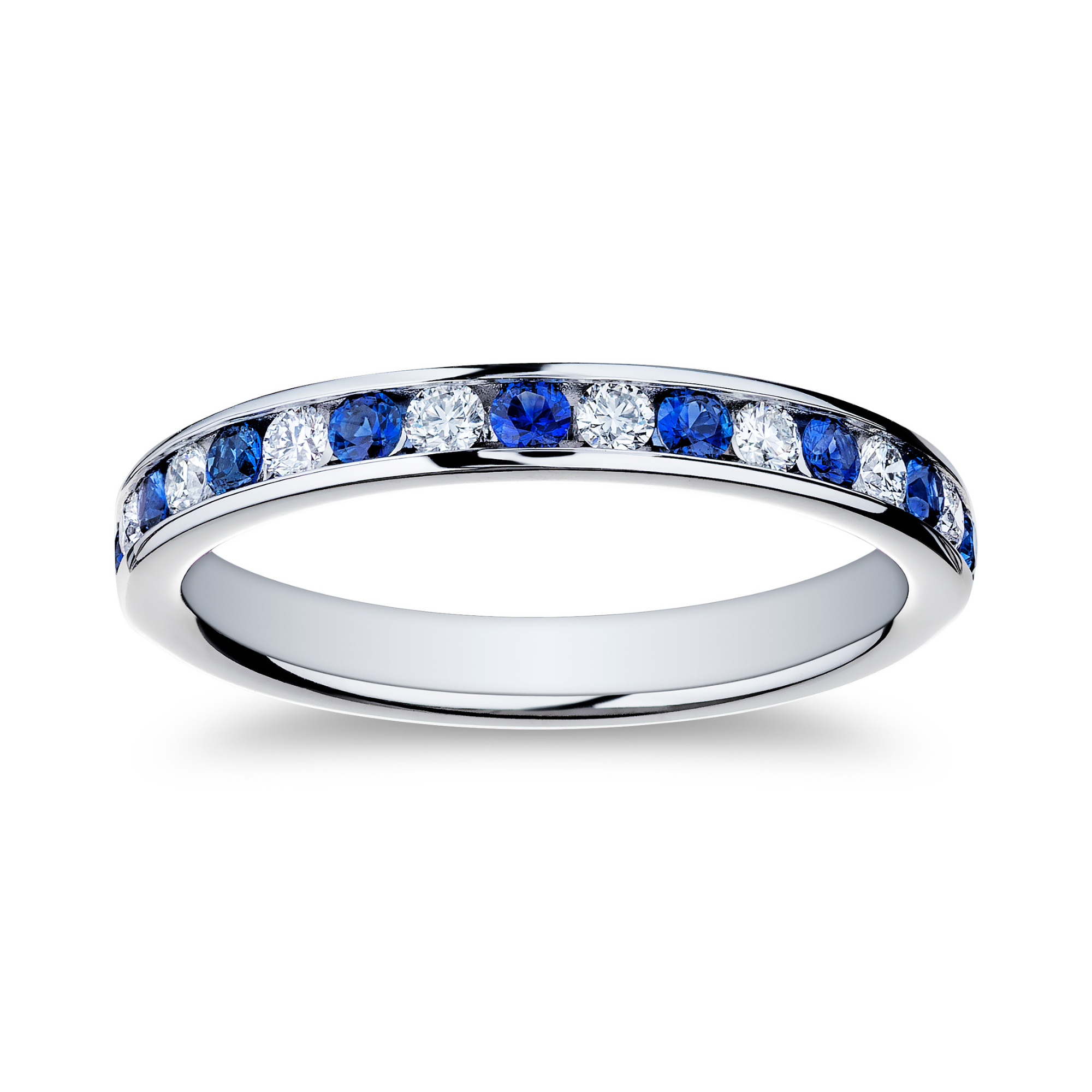 Diamond and Sapphire Half Round Ring