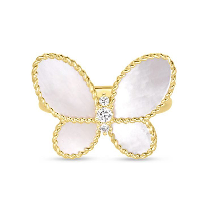 Roberto Coin Jasmine Mother of Pearl and Diamond Butterfly Ring