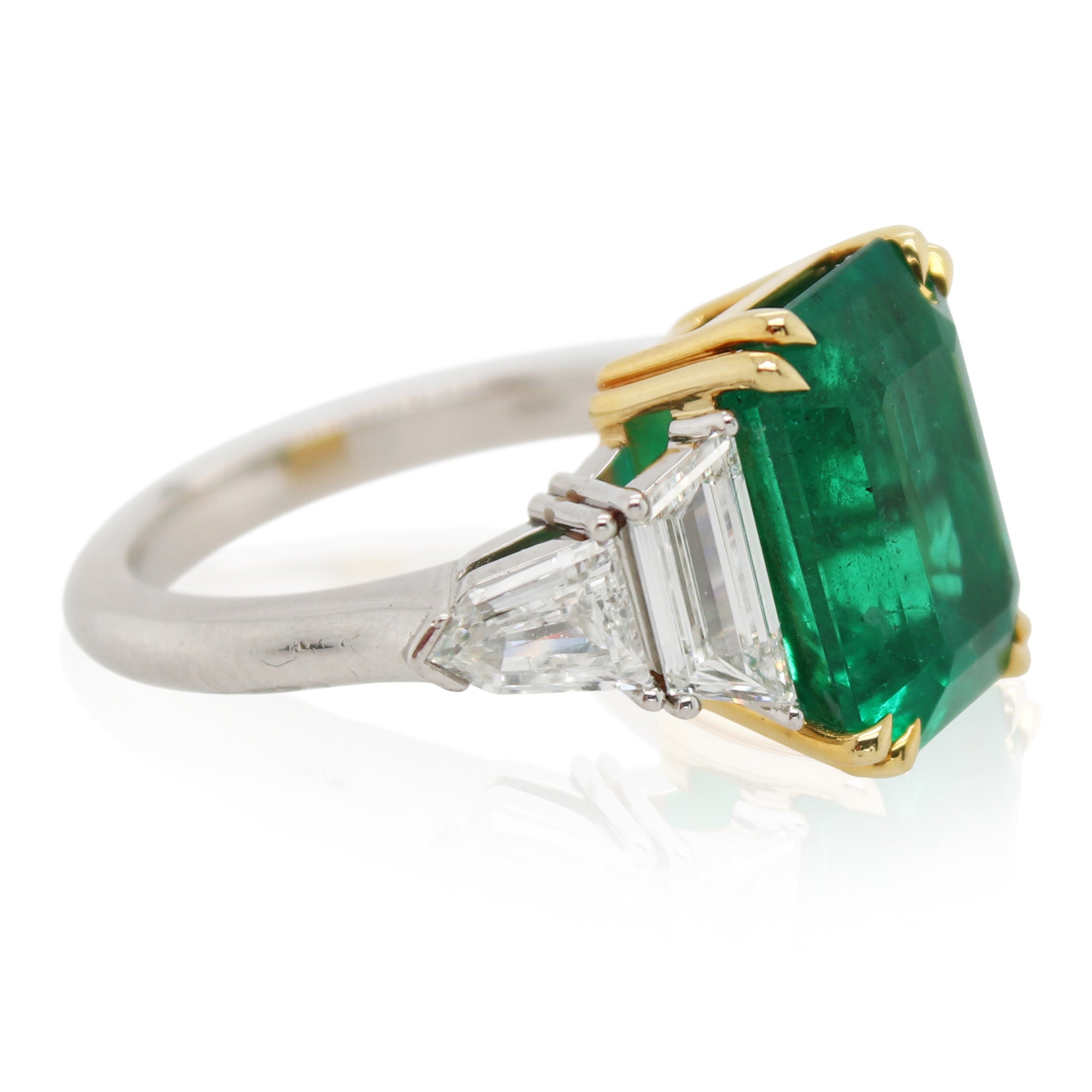 6.12ct Emerald Cut Emerald 5 Stone Ring