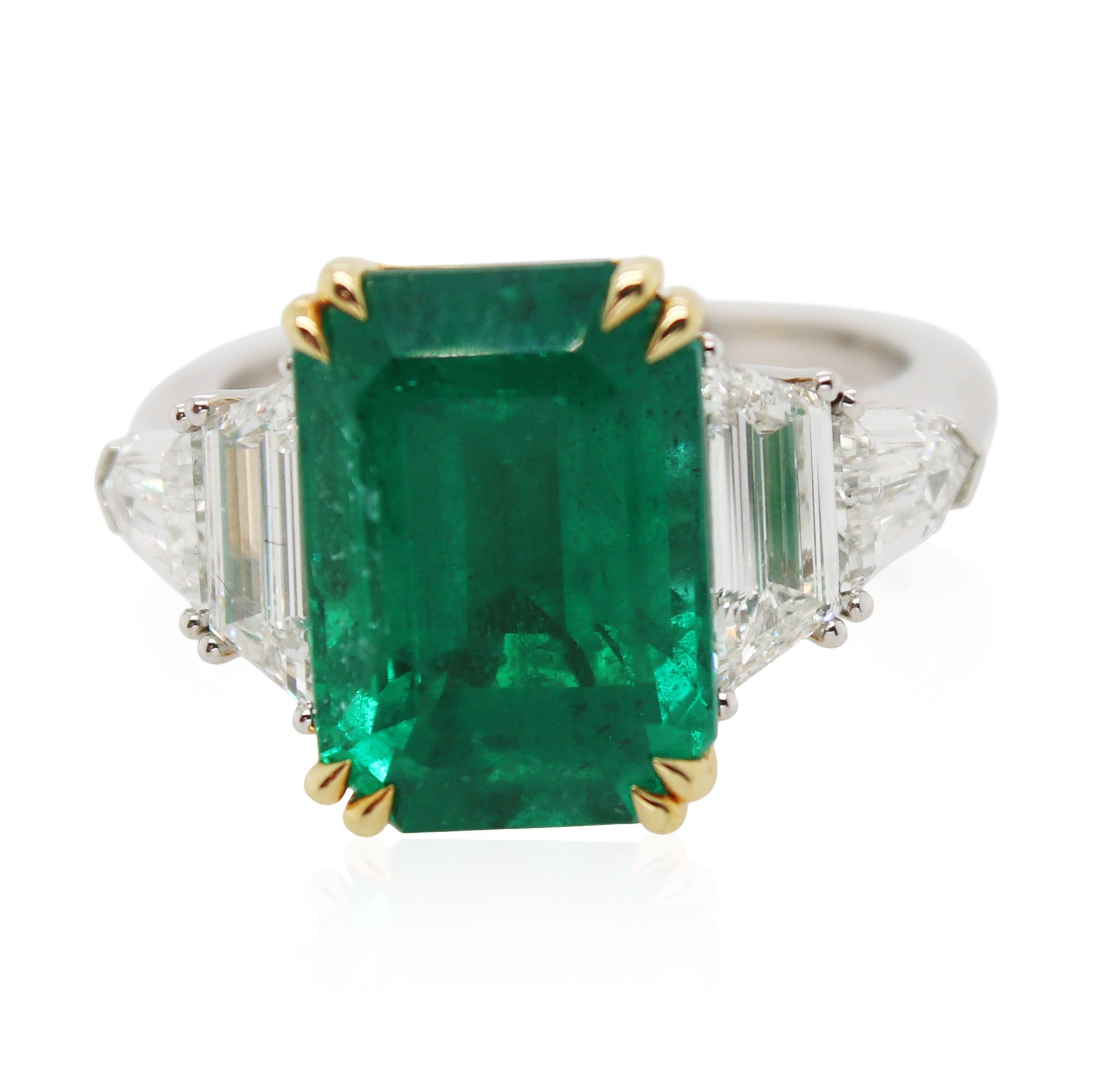 6.12ct Emerald Cut Emerald 5 Stone Ring