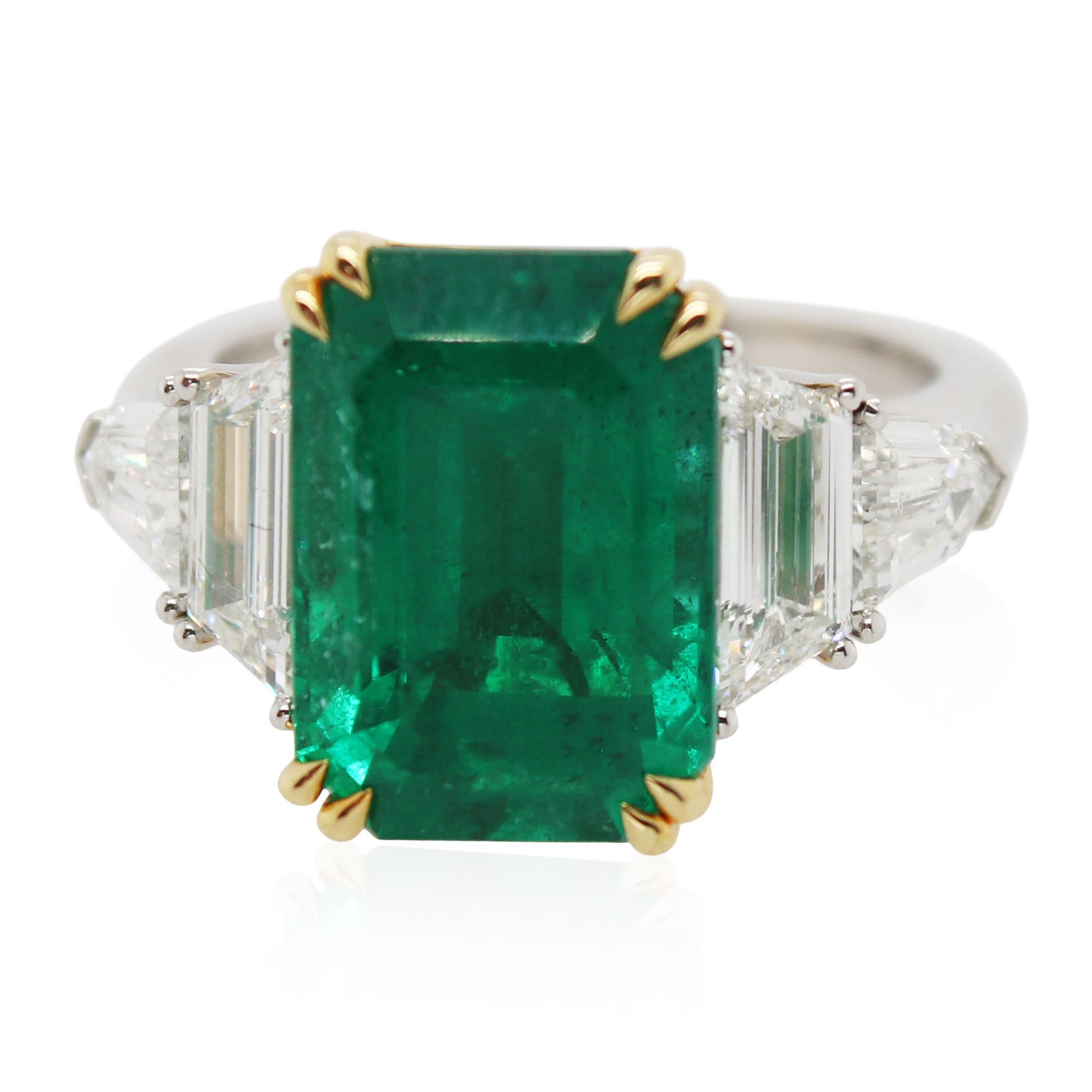 6.12ct Emerald Cut Emerald 5 Stone Ring