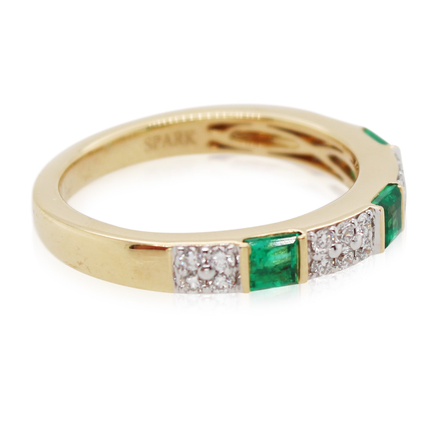 Square Cut Emerald and Pavé Diamond Band
