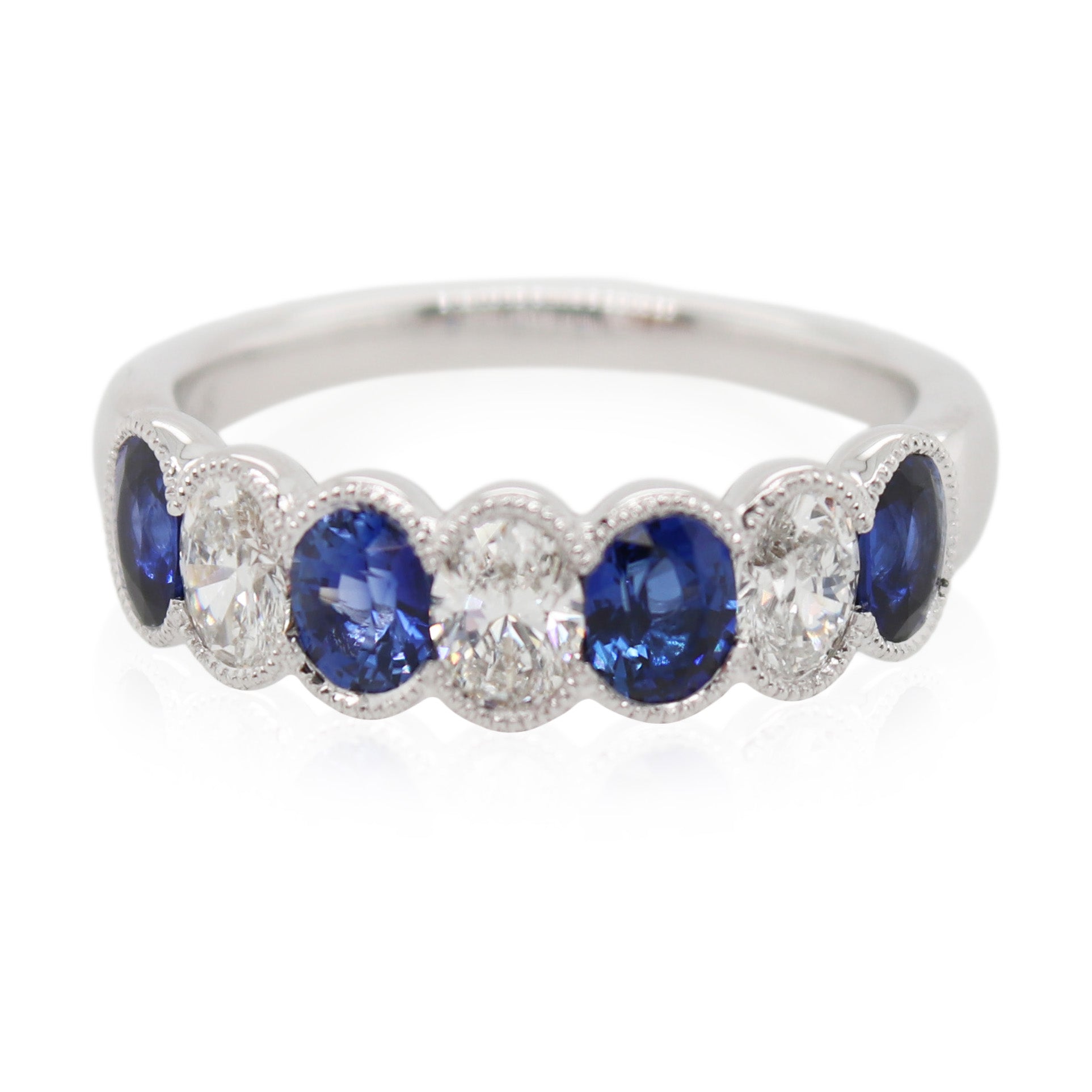 Oval Sapphire and Diamond 7 Stone Ring