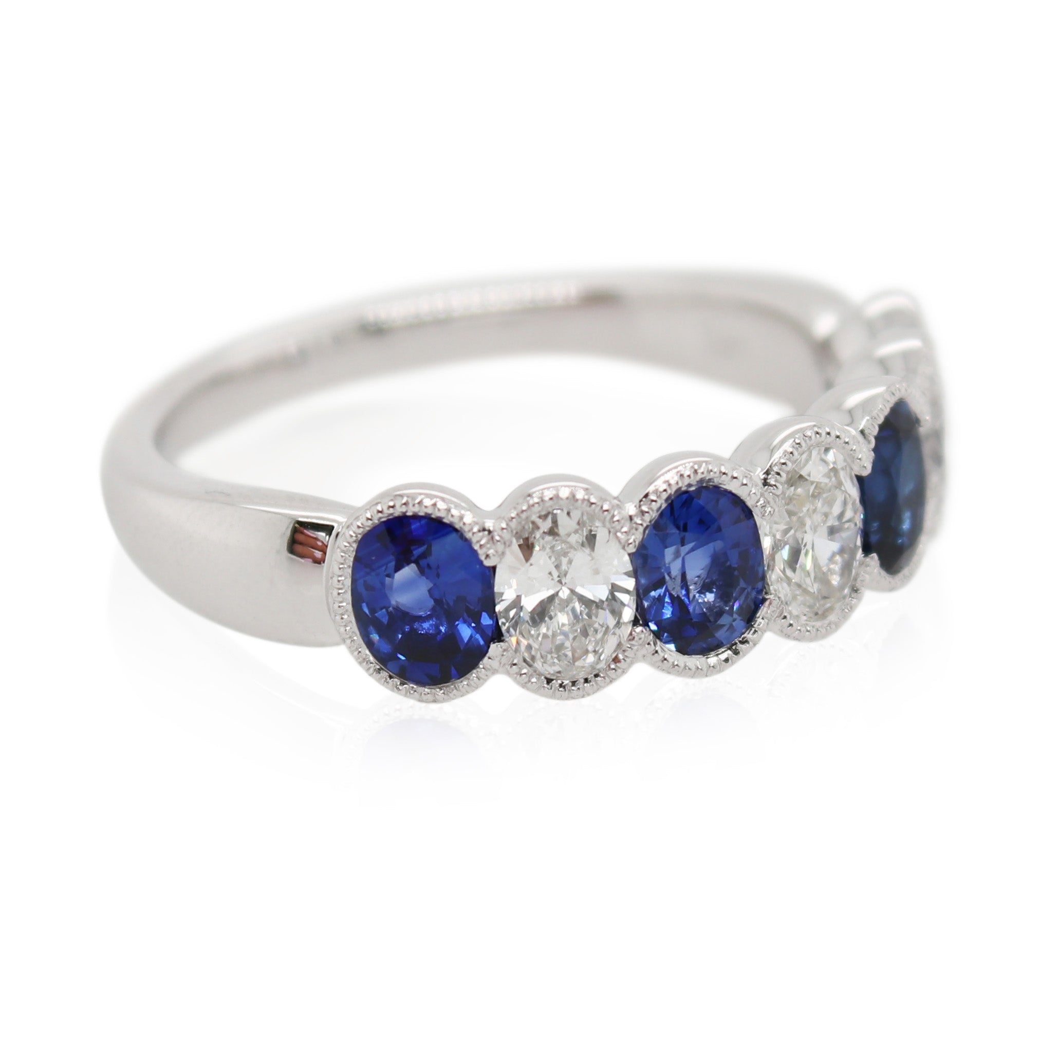 Oval Sapphire and Diamond 7 Stone Ring