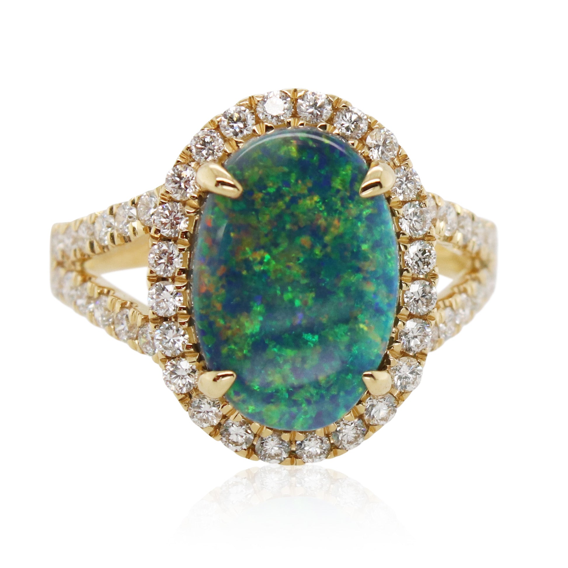 2.41ct Oval Opal and Halo Diamond Ring