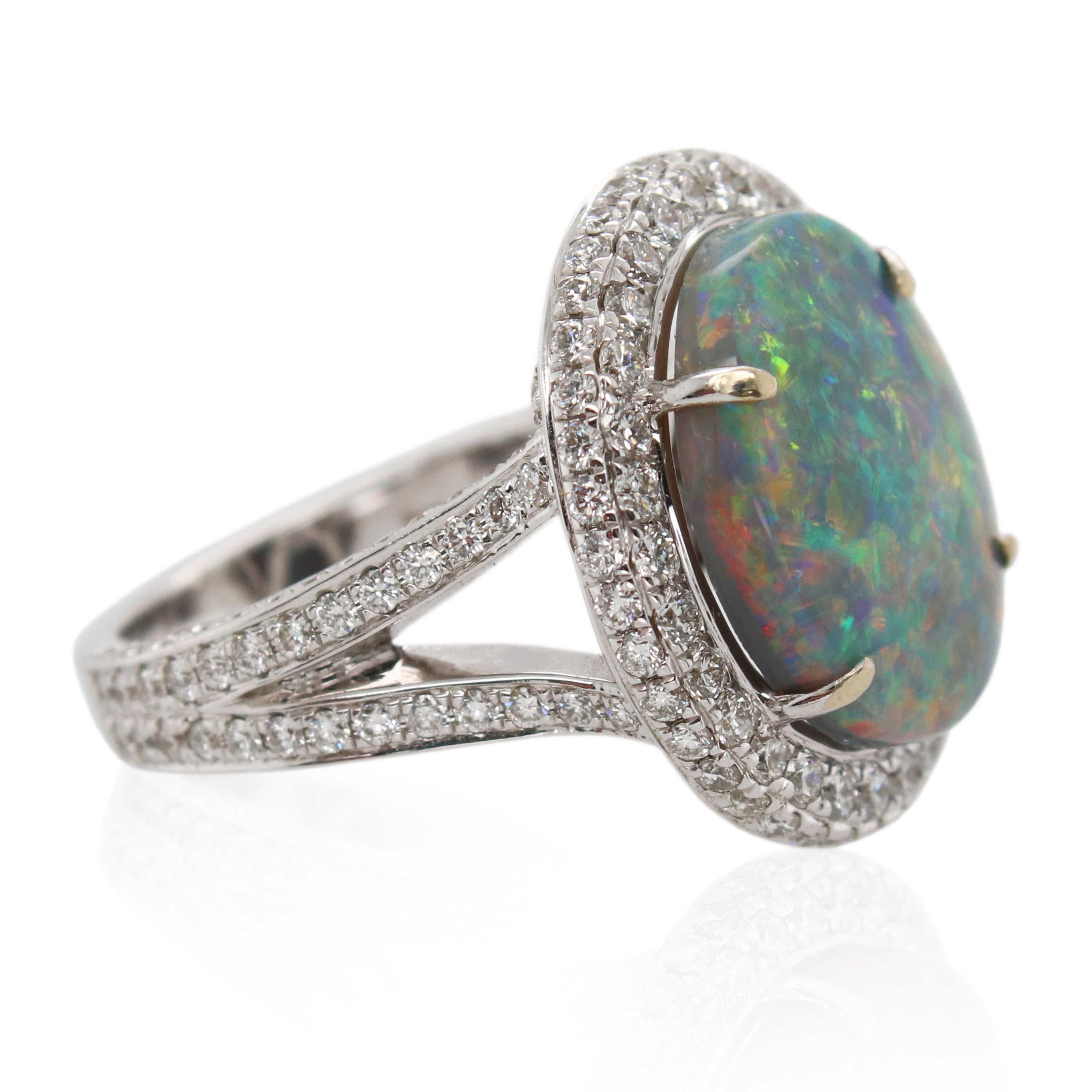 5.92ct Oval Opal and Diamond Ring