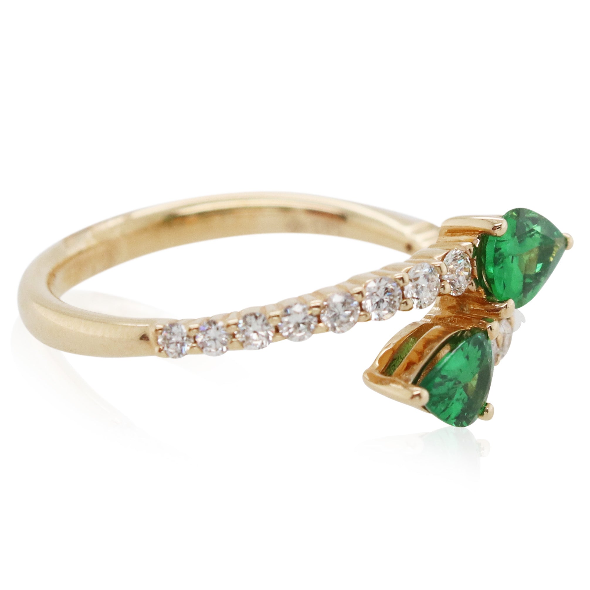 Tsavorite and Diamond Bypass Ring