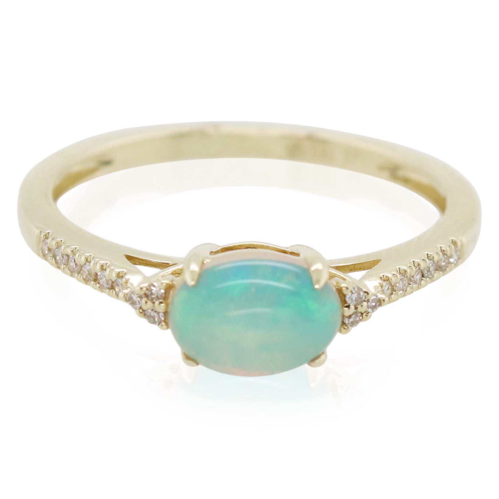 0.60ct Cabochon Opal and Diamond Ring
