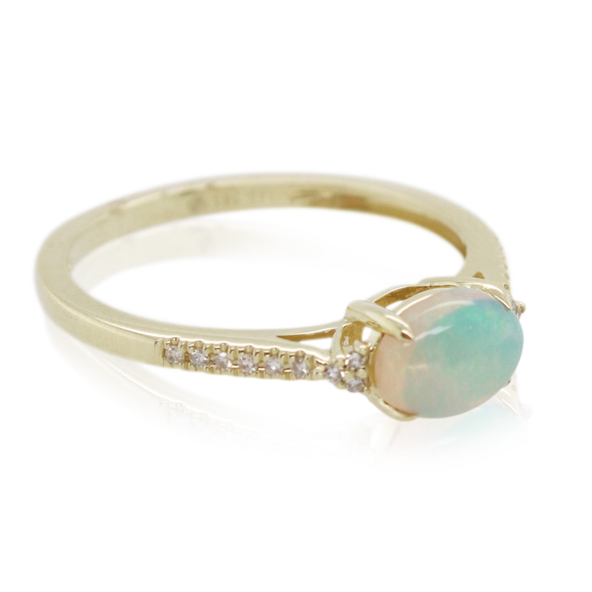 0.60ct Cabochon Opal and Diamond Ring