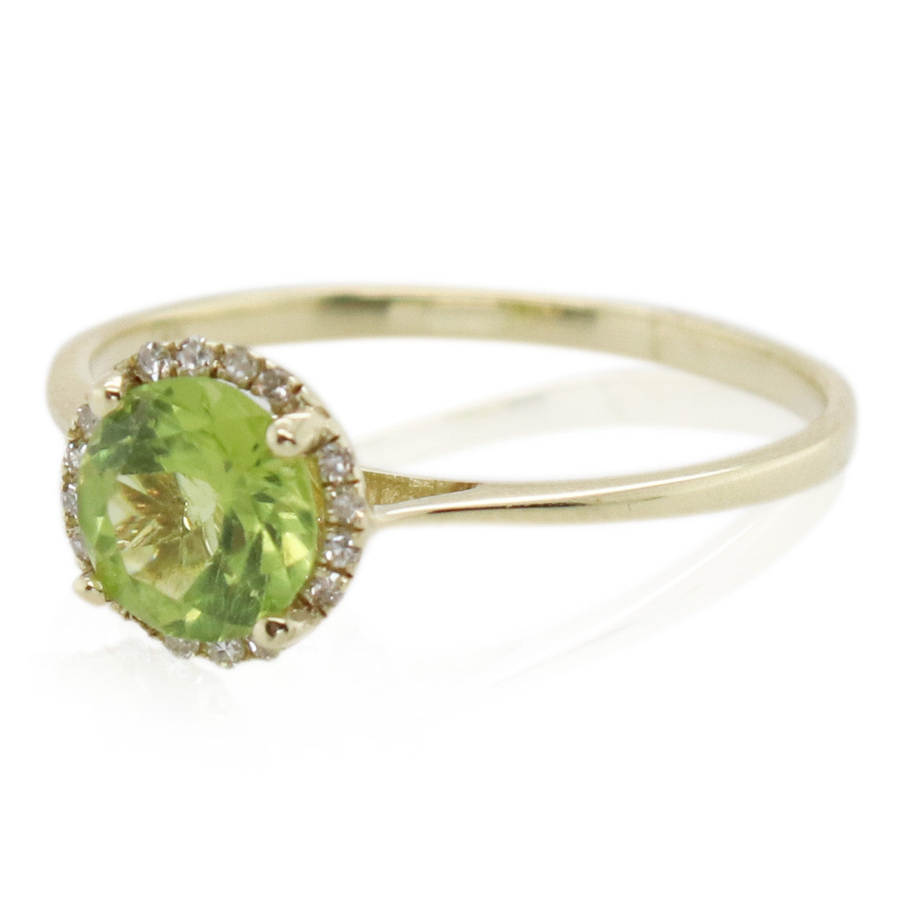 1.00ct Round Peridot and Diamond Ring