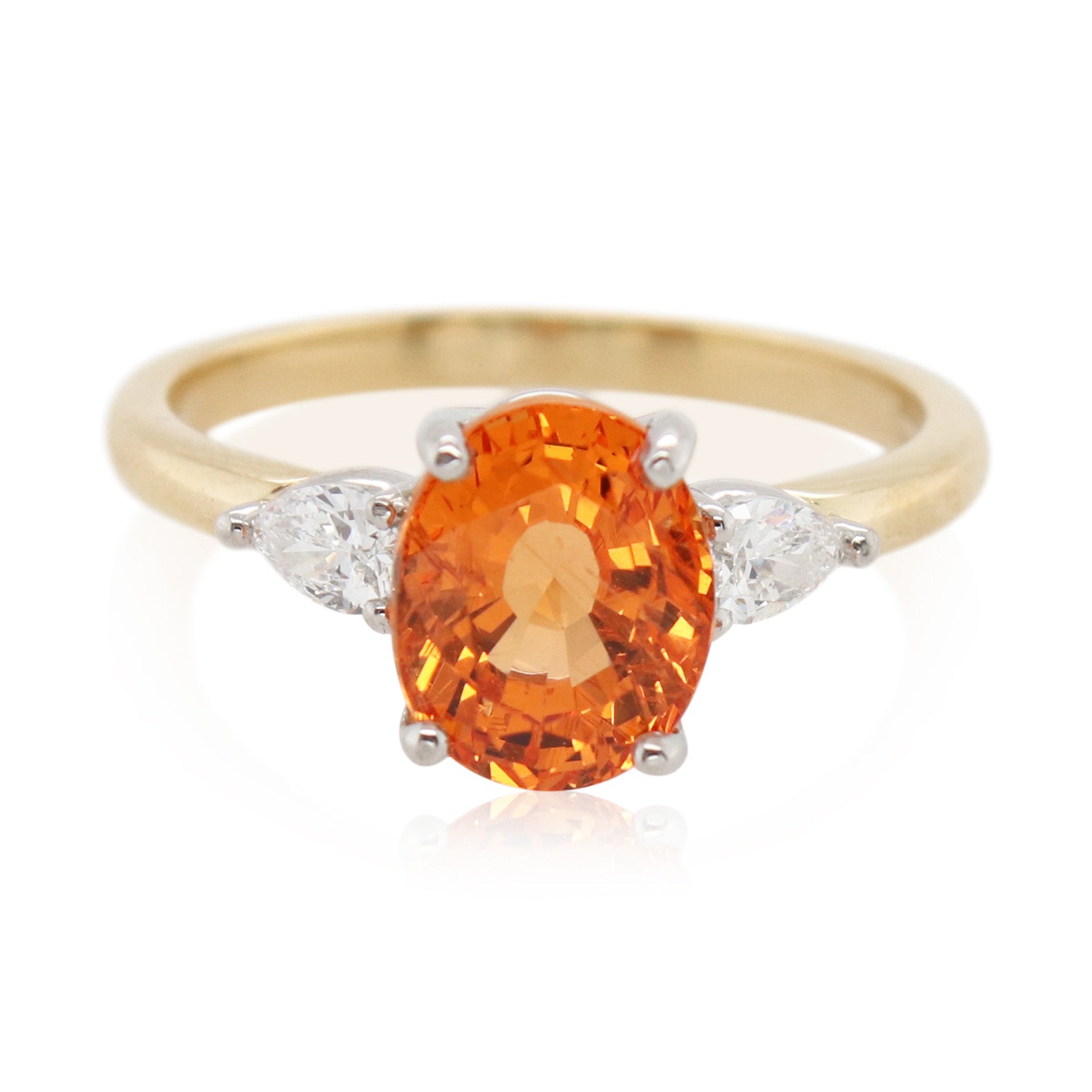 Precision Set Spessartine Garnet and Diamond Ring