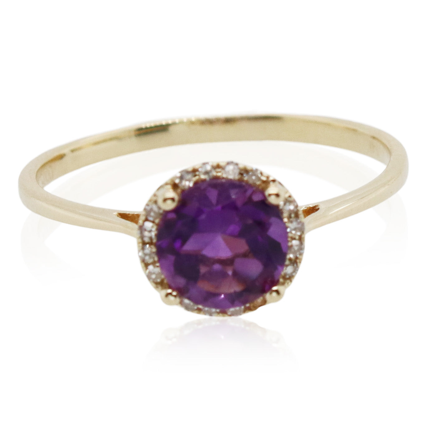 1.00ct Round Amethyst and Diamond Ring