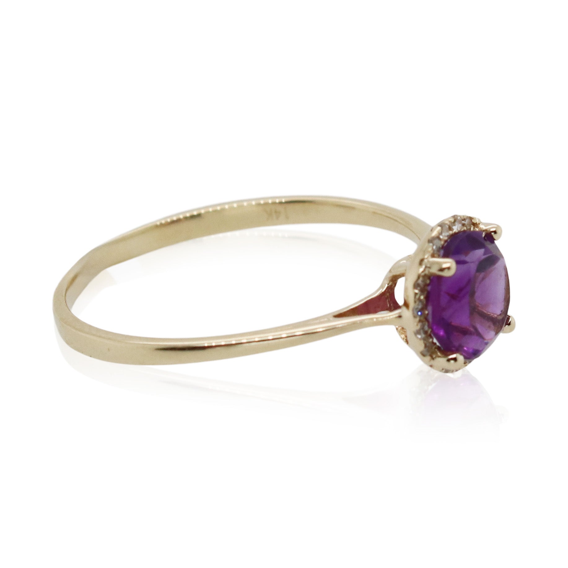 1.00ct Round Amethyst and Diamond Ring