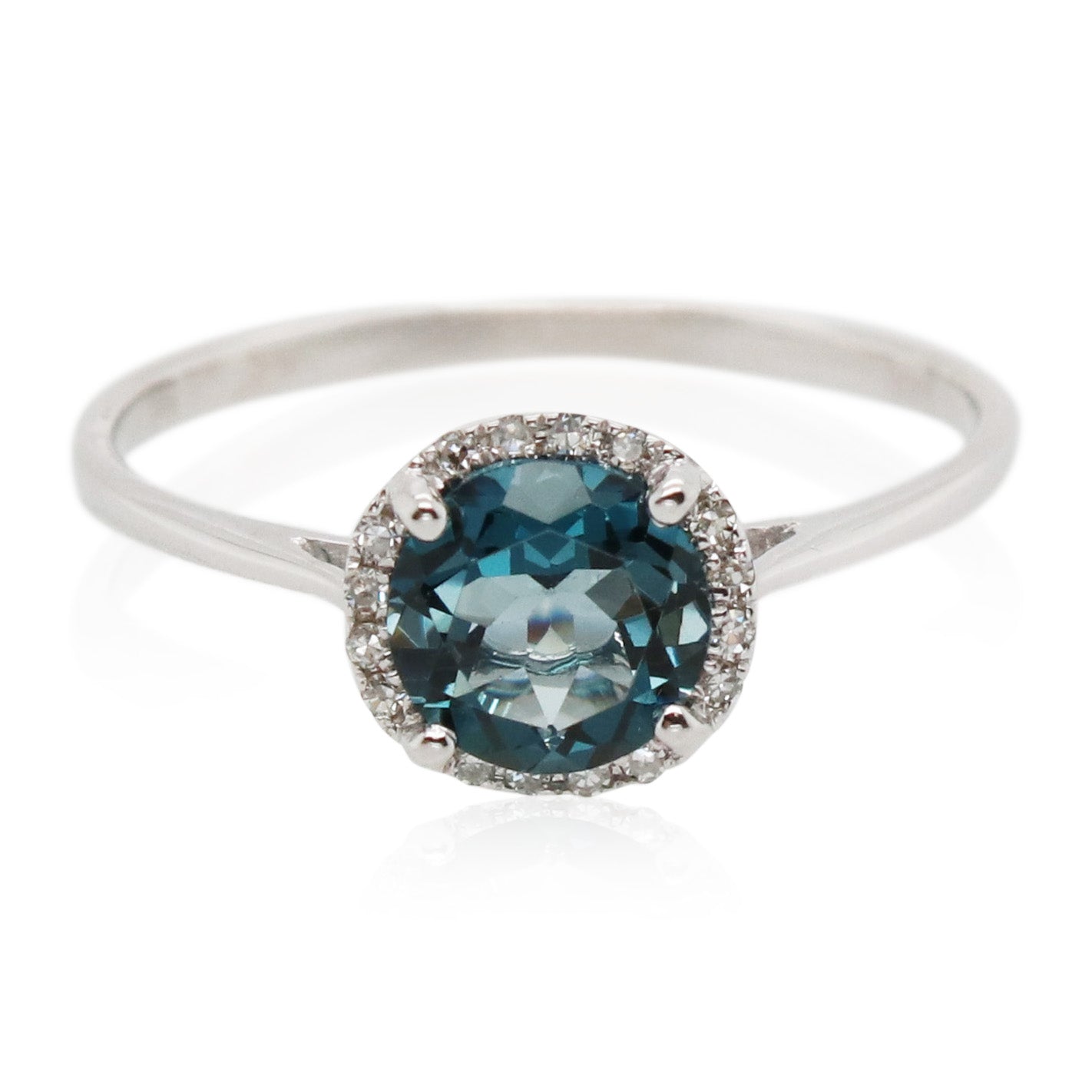 1.25ct London Blue Topaz and Diamond Halo Ring