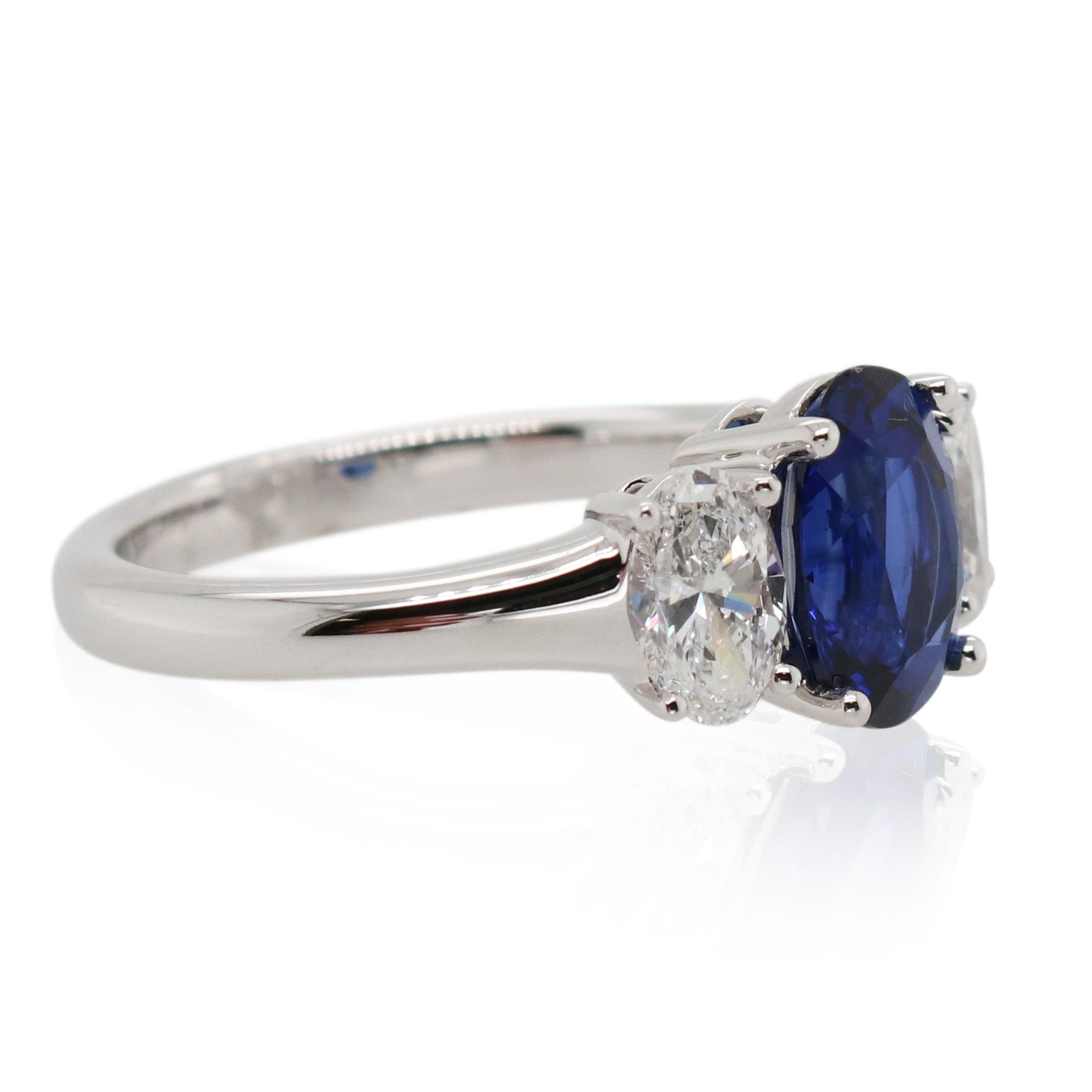 2.07ct Oval Sapphire and Diamond 3 Stone Ring