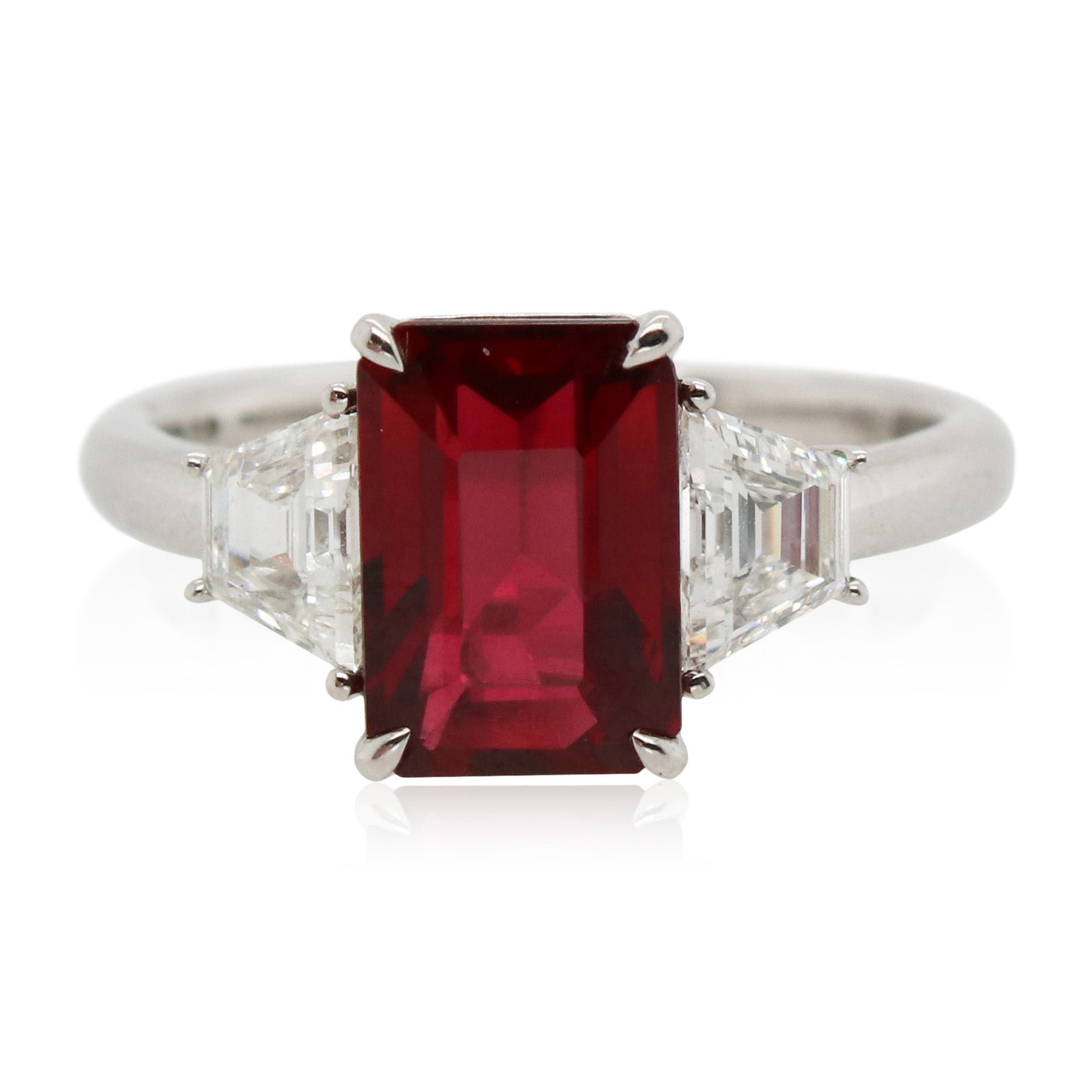 2.58ct Ruby and Diamond 3 Stone Ring