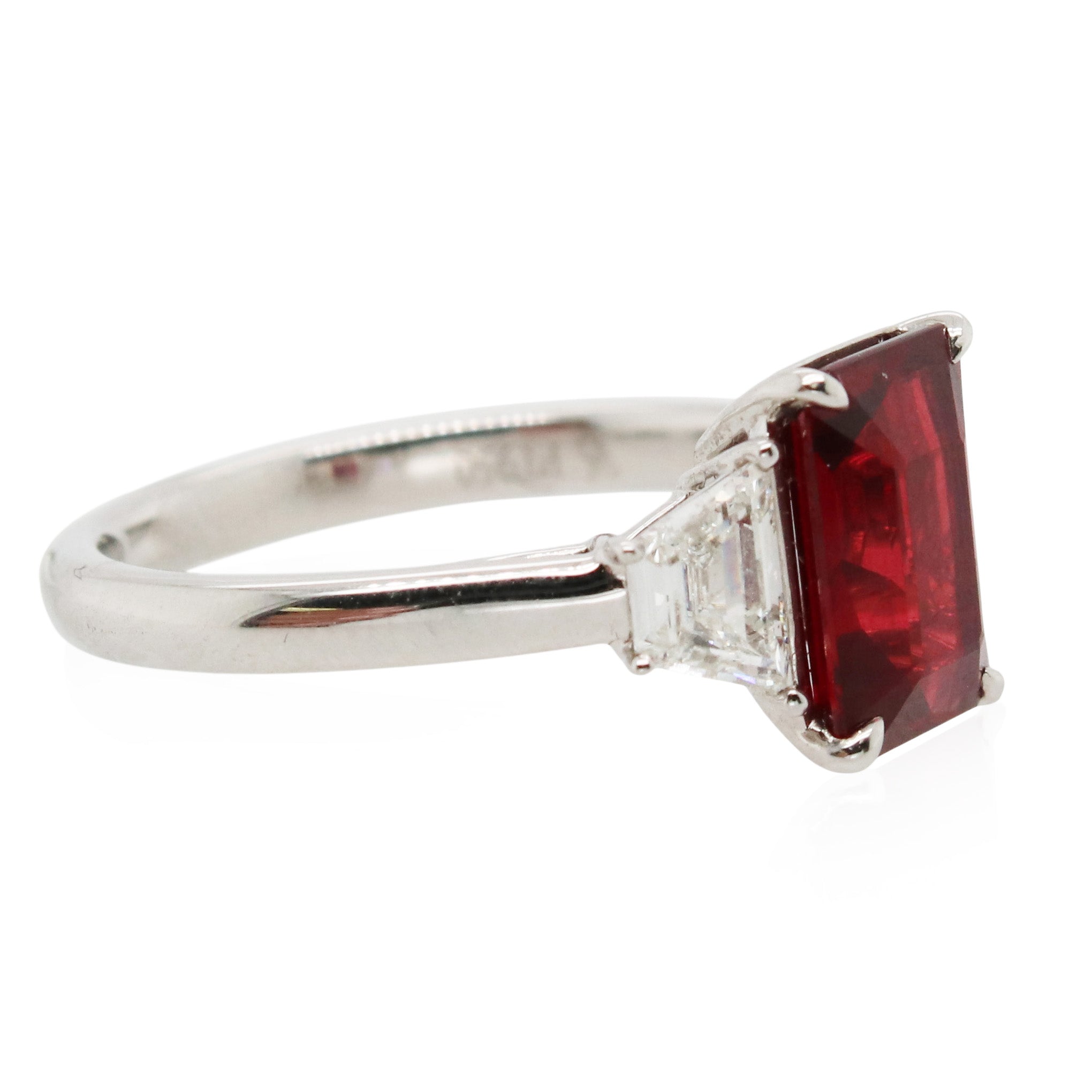 2.58ct Ruby and Diamond 3 Stone Ring