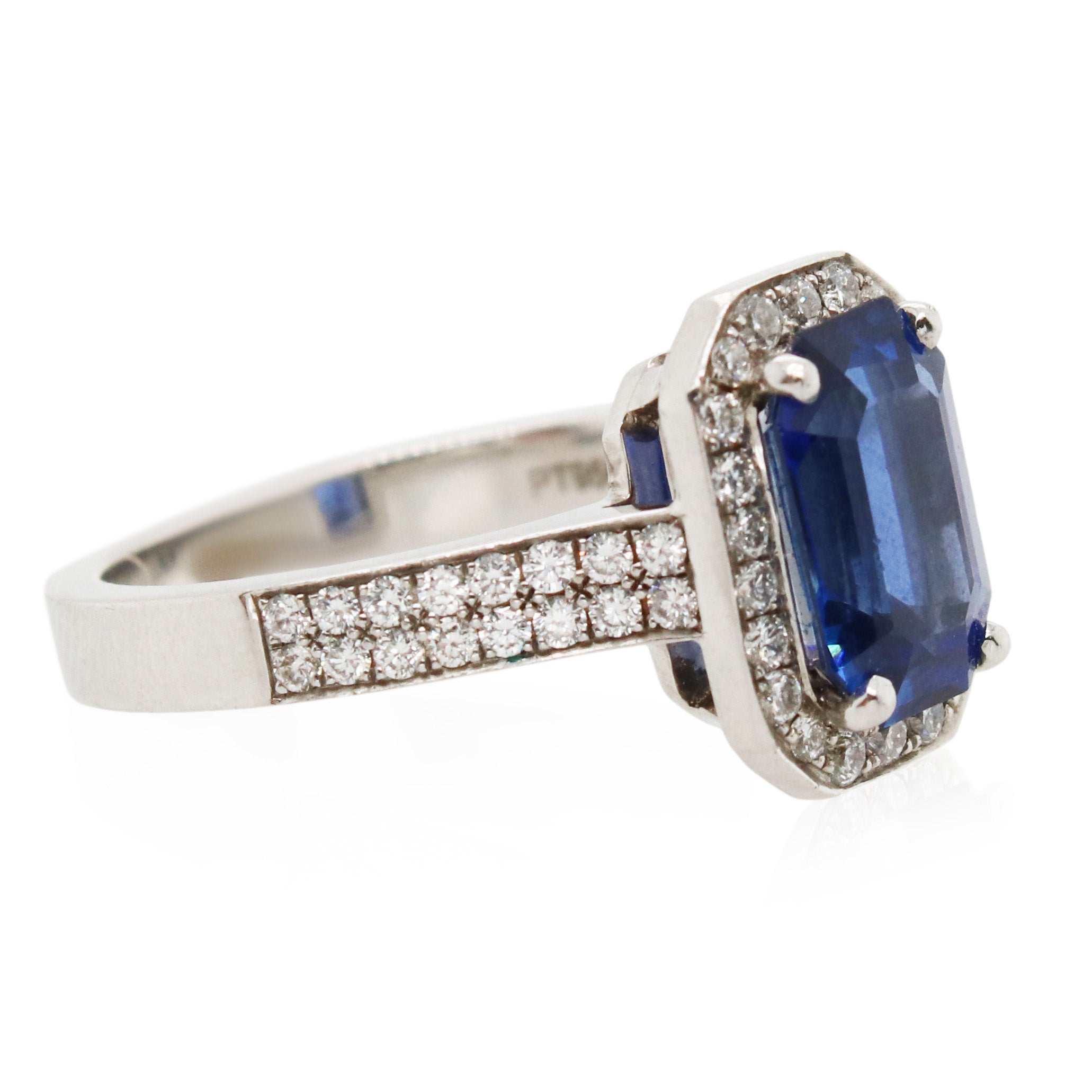 2.74ct Sapphire and Halo Diamond Ring
