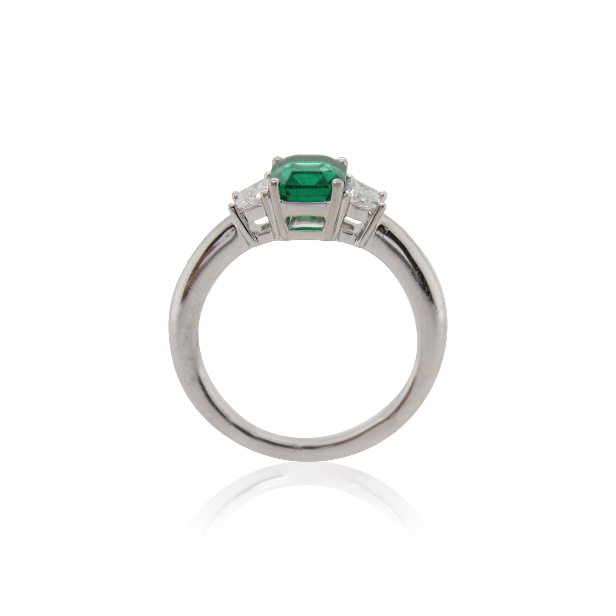 Emerald and Diamond Three Stone Ring
