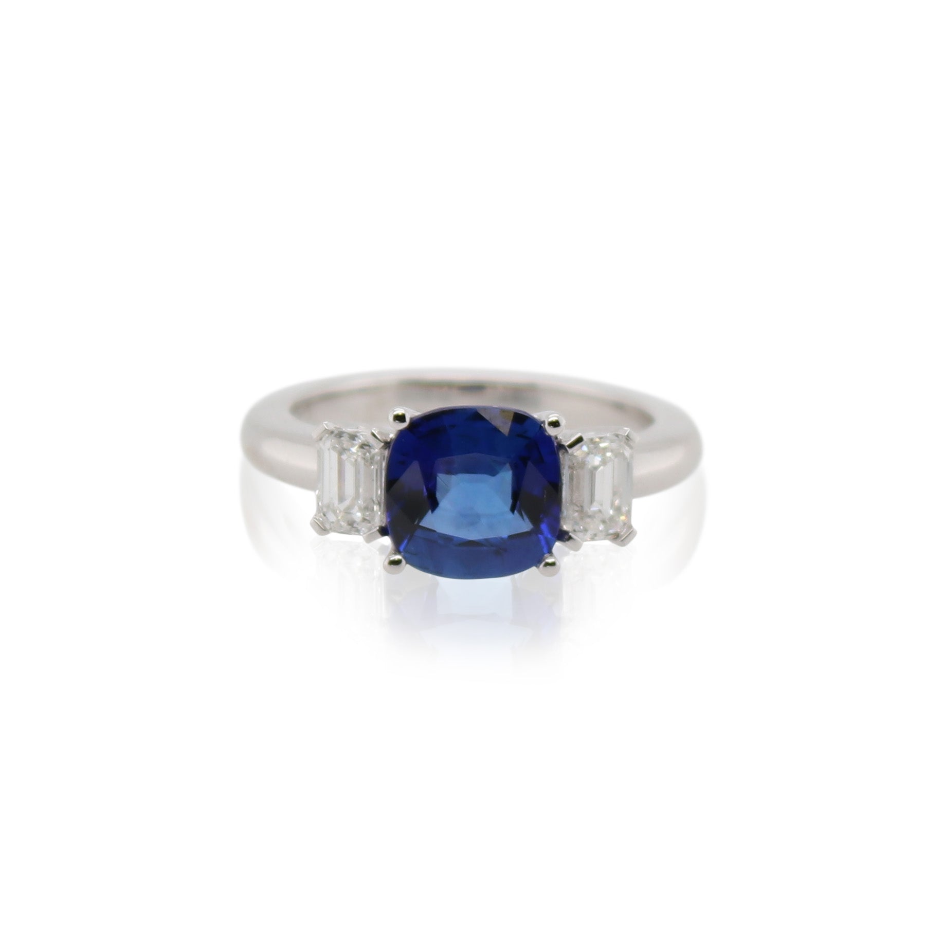 Cushion Cut Sapphire and Diamond Ring