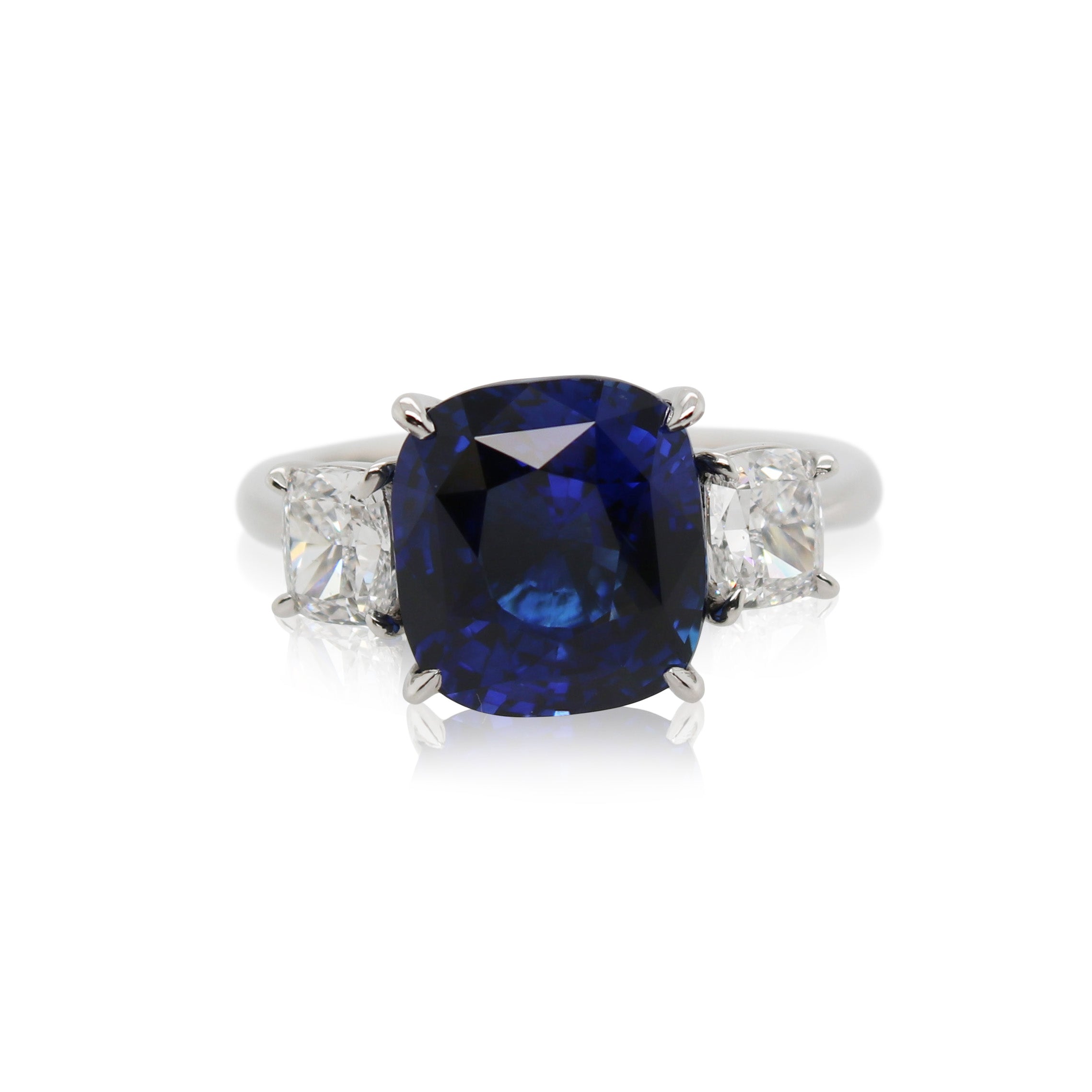 8.06ct Cushion Cut Sapphire and Diamond Ring