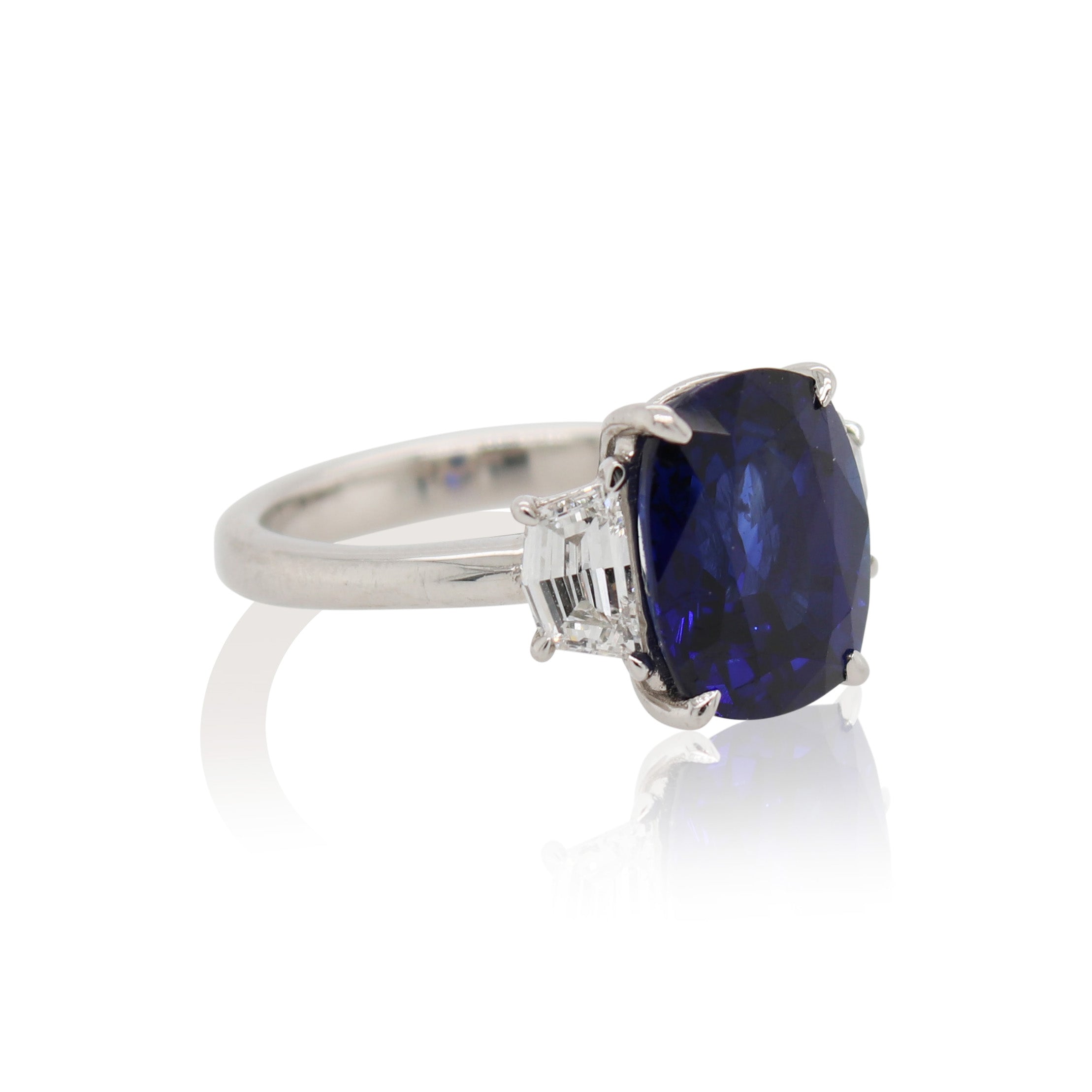5.51ct Cushion Cut Sapphire and Diamond Ring