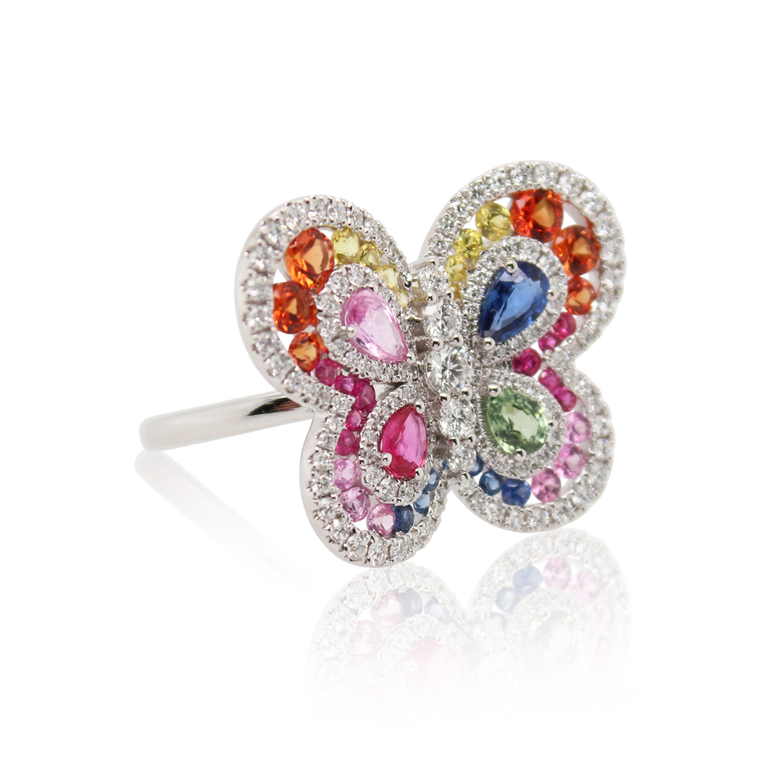 Multi-Colored Sapphire Butterfly Ring