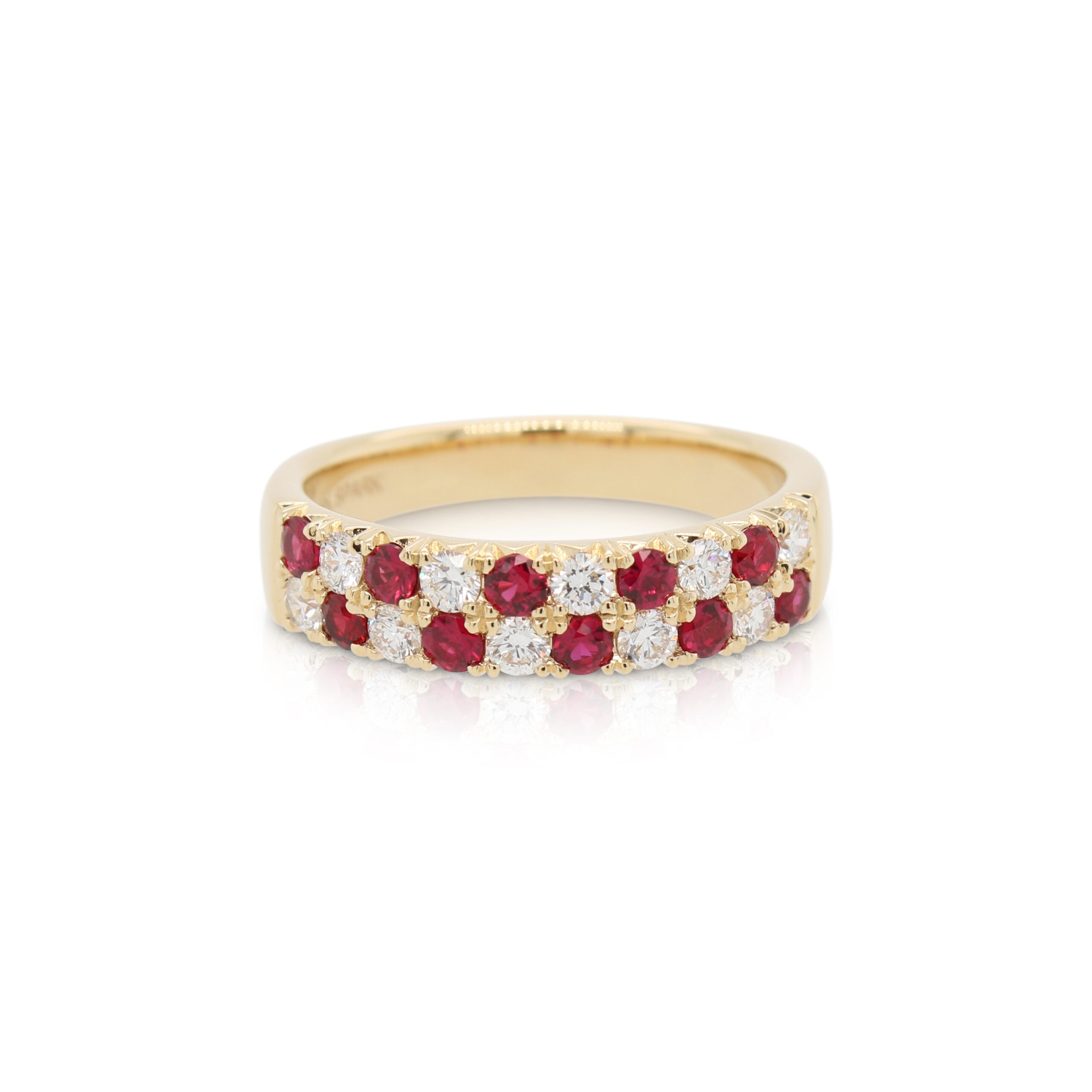 Ruby and Diamond Double Row Ring