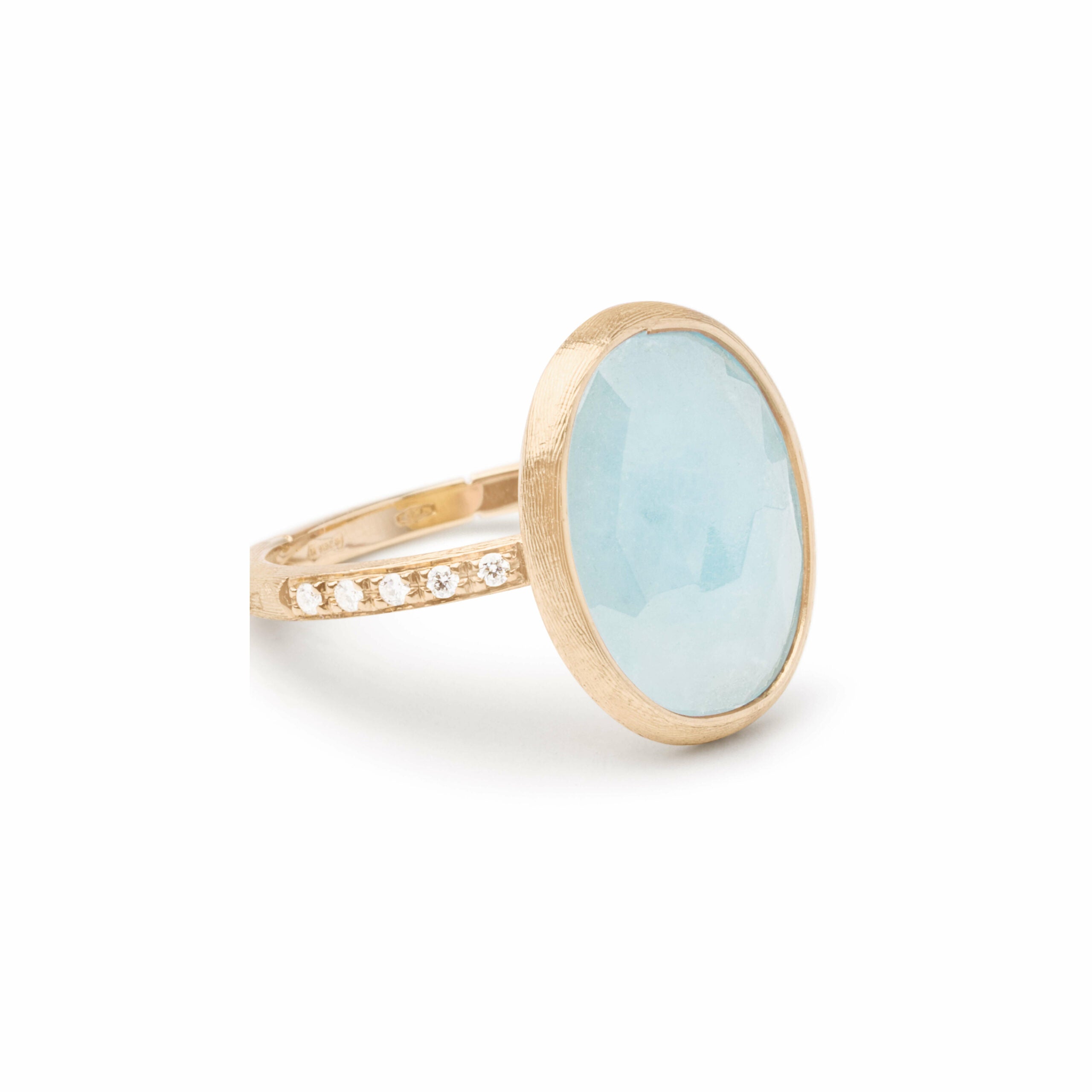 Marco Bicego Siviglia Collection 18K Yellow Gold and Aquamarine Ring with White Diamonds