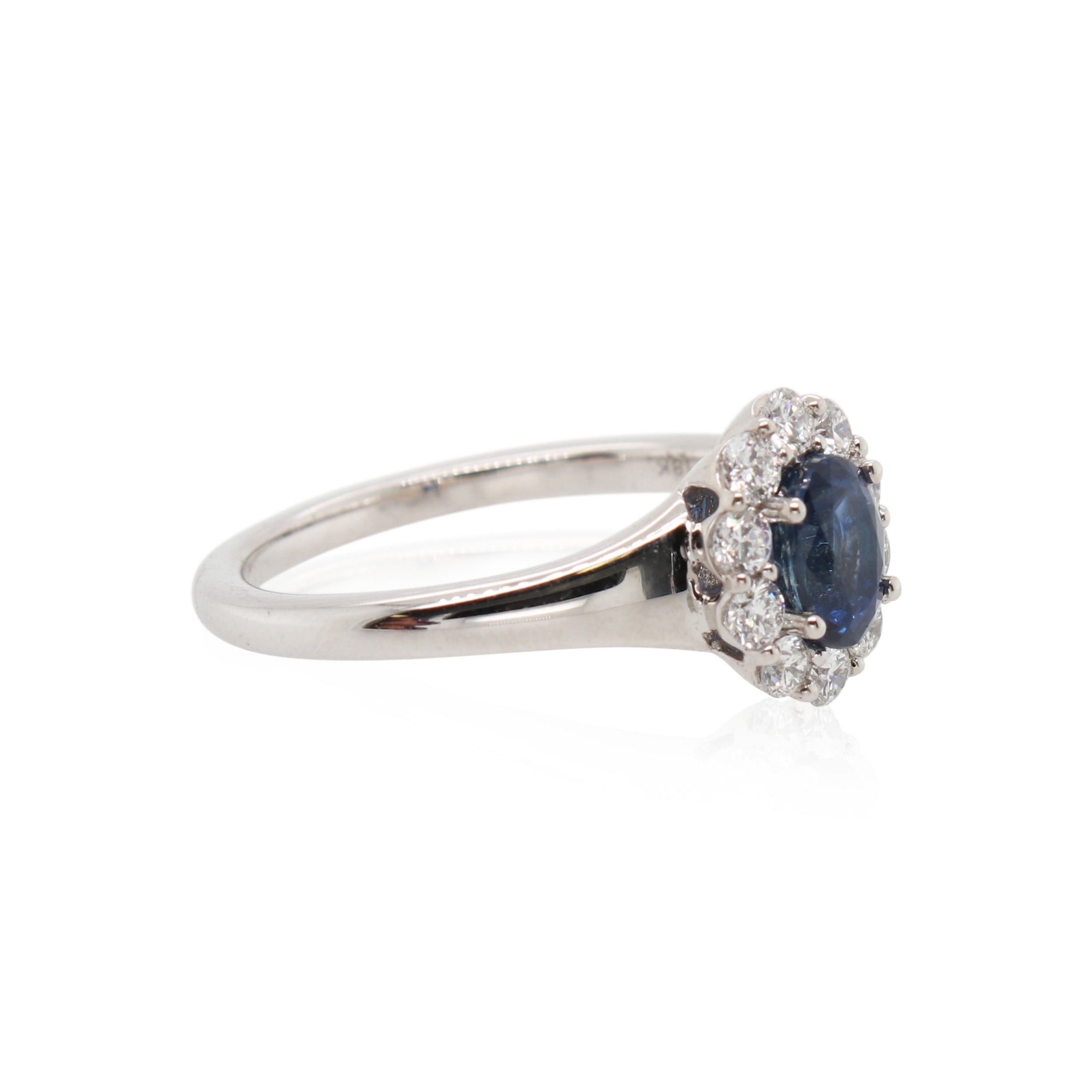 Oval Sapphire and Diamond Halo Ring
