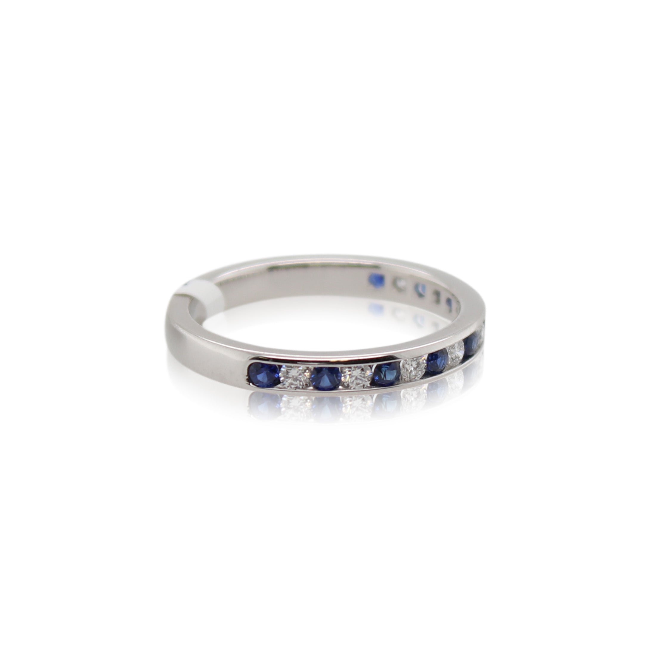 Diamond and Sapphire Half Round Ring