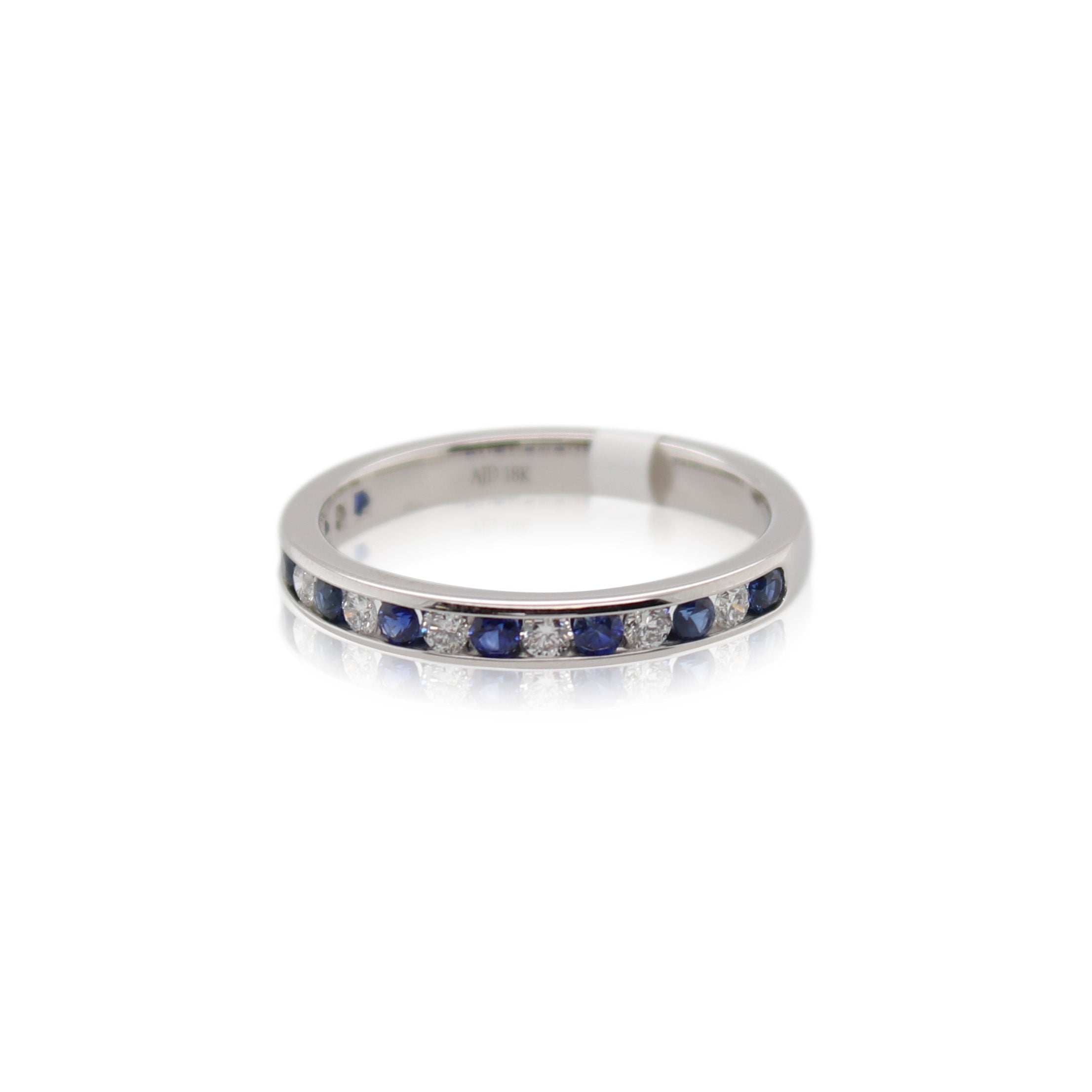 Diamond and Sapphire Half Round Ring