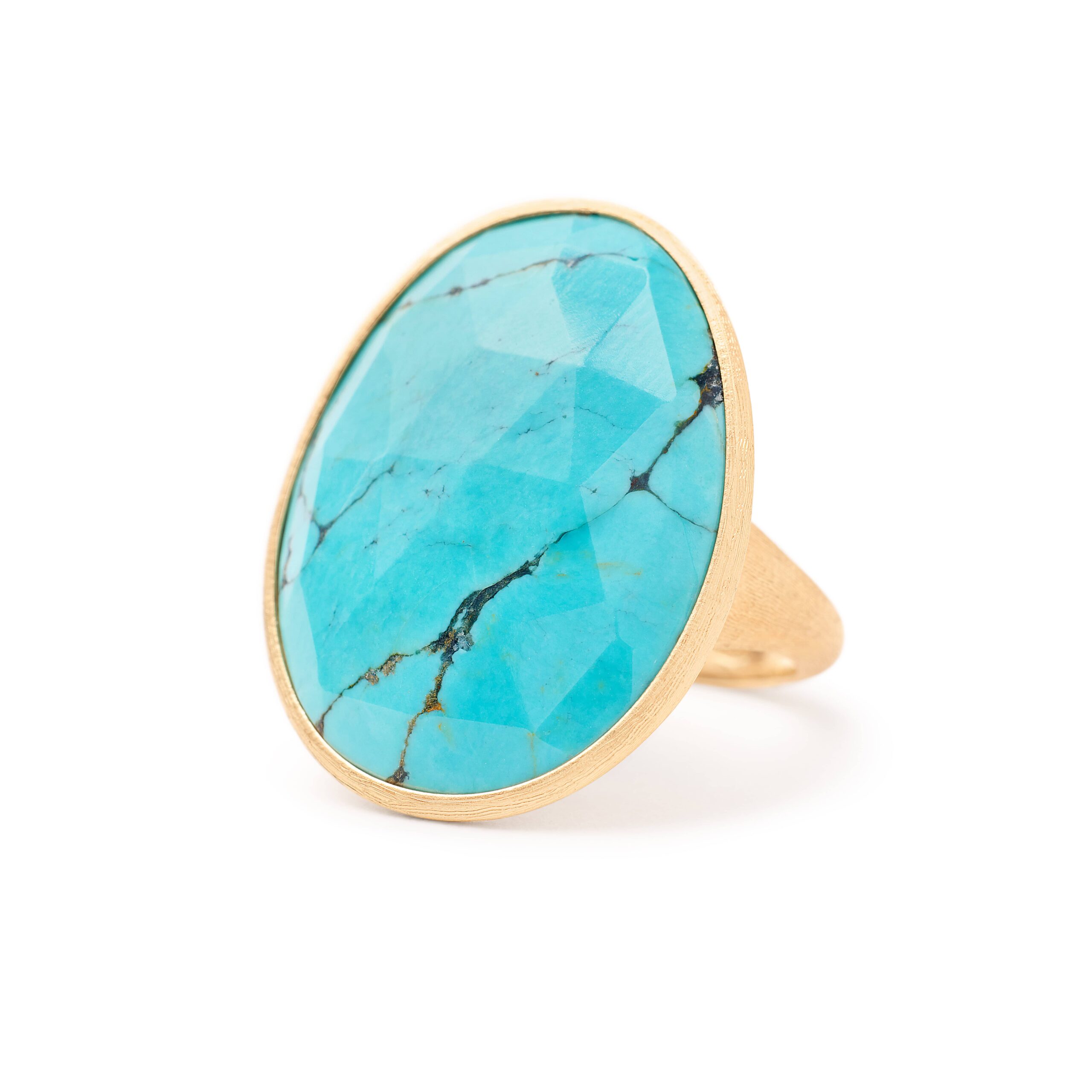 Marco Bicego Lunaria Collection 18k Yellow Gold and Turquoise Cocktail Ring