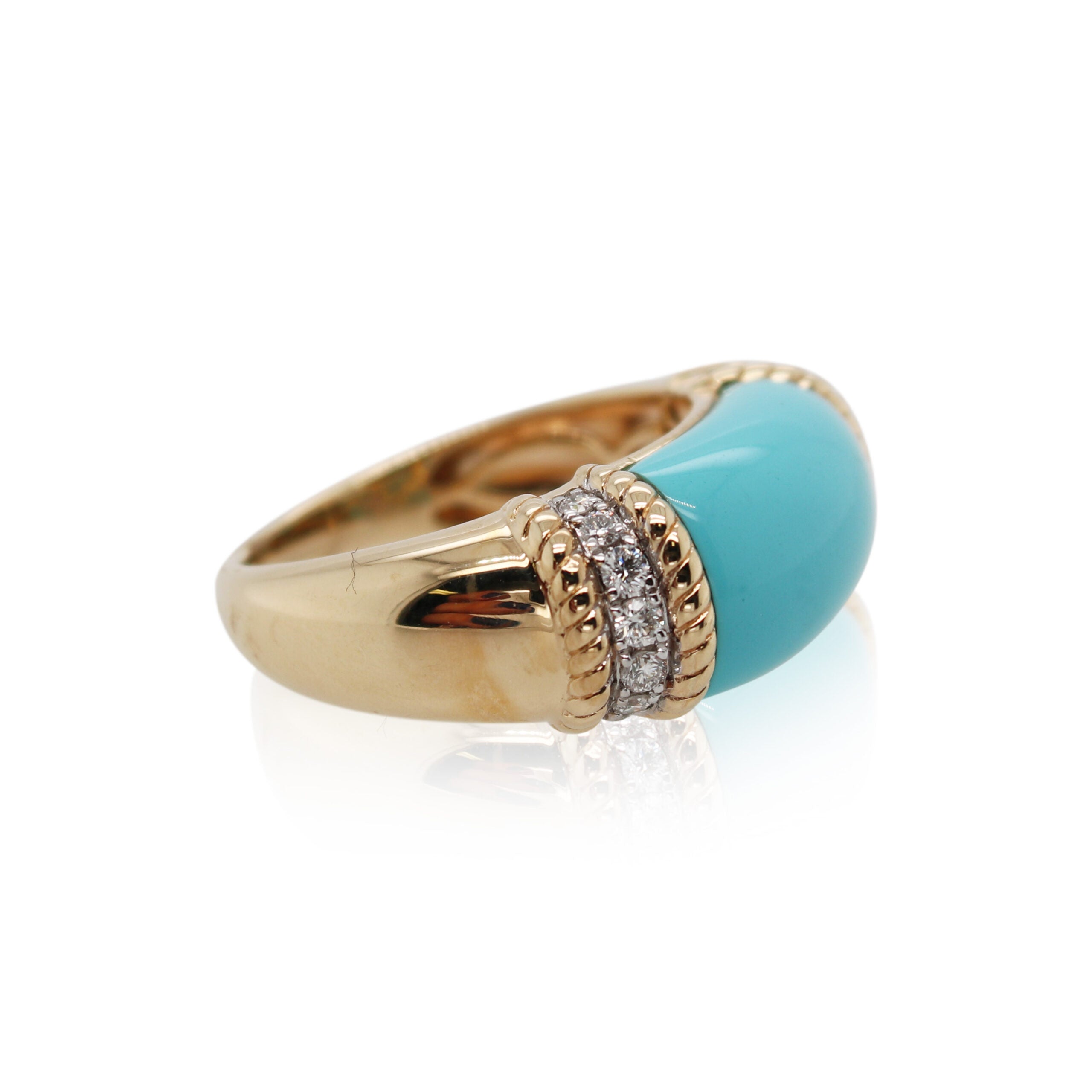 5.25ct Turquoise and Diamond Rope Ring